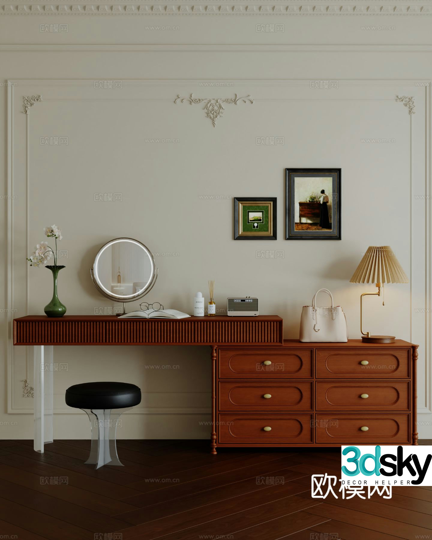French retro dressing table dressing table 3d model