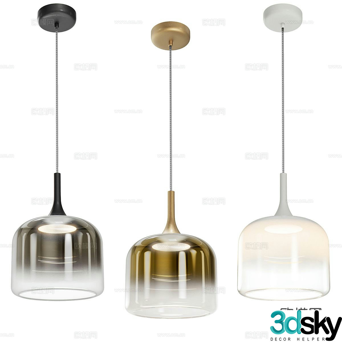 Modern glass small chandelier 3d model
