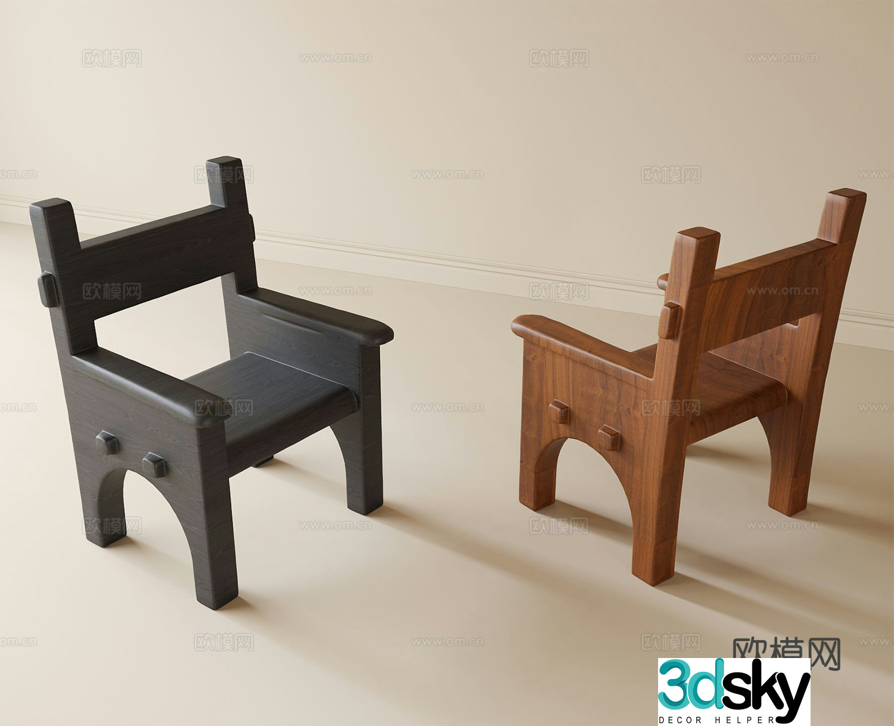 Wabi-sabi chair dining chair 3d model