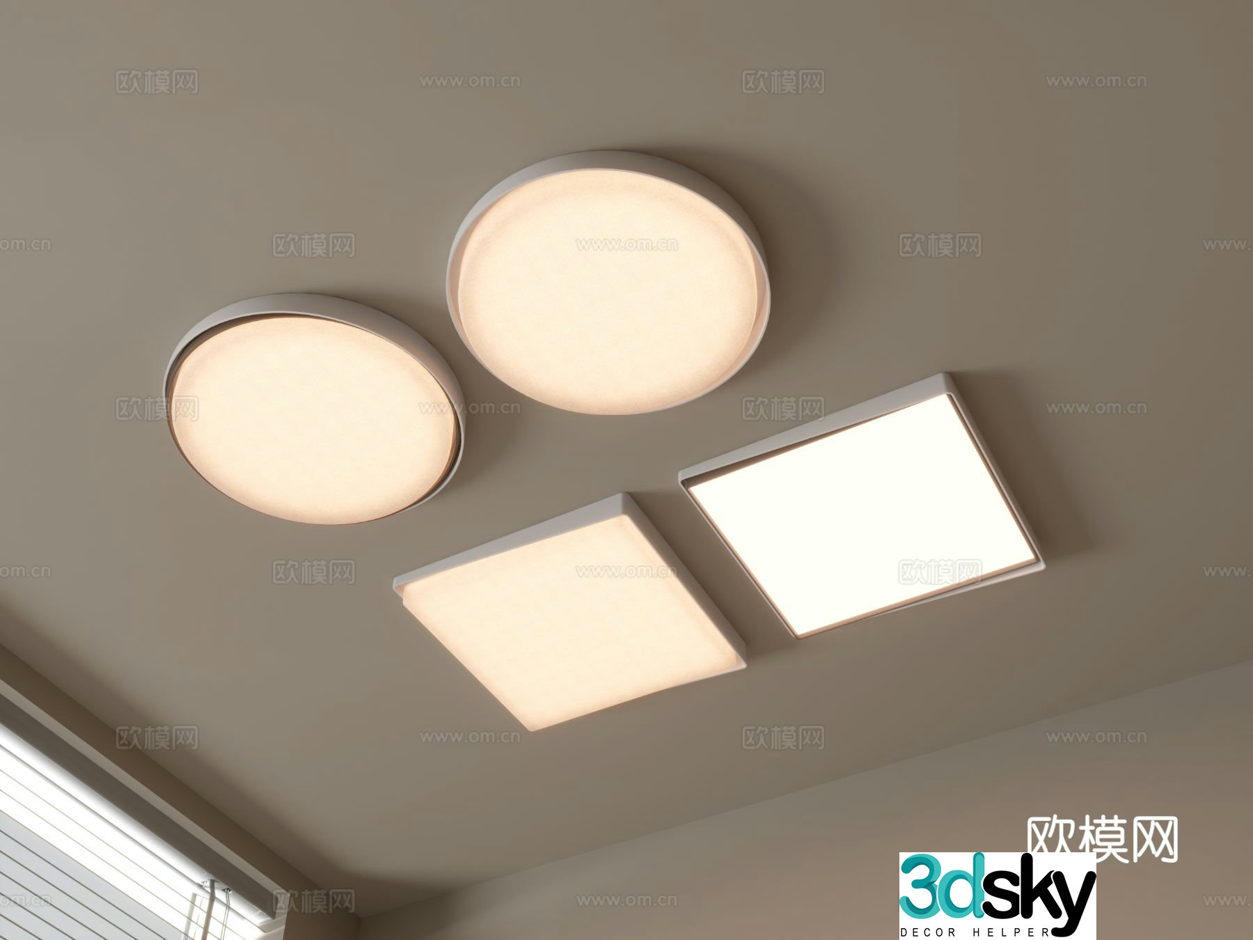 Geometric ceiling lamp bedroom lamp 3d model