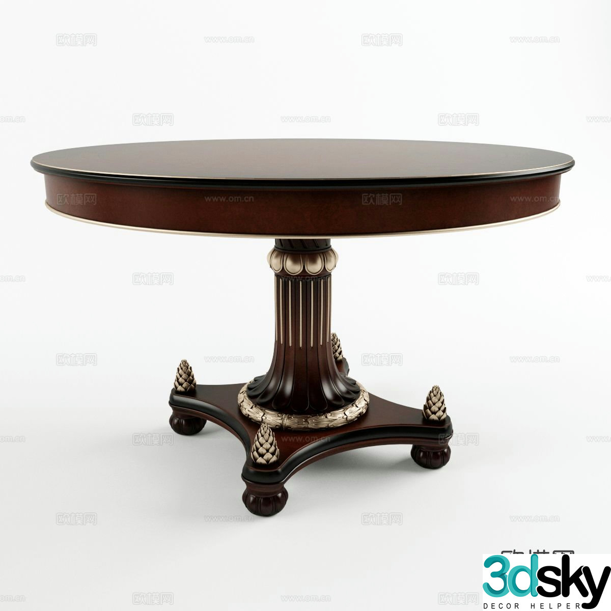 American dining table round dining table 3d model