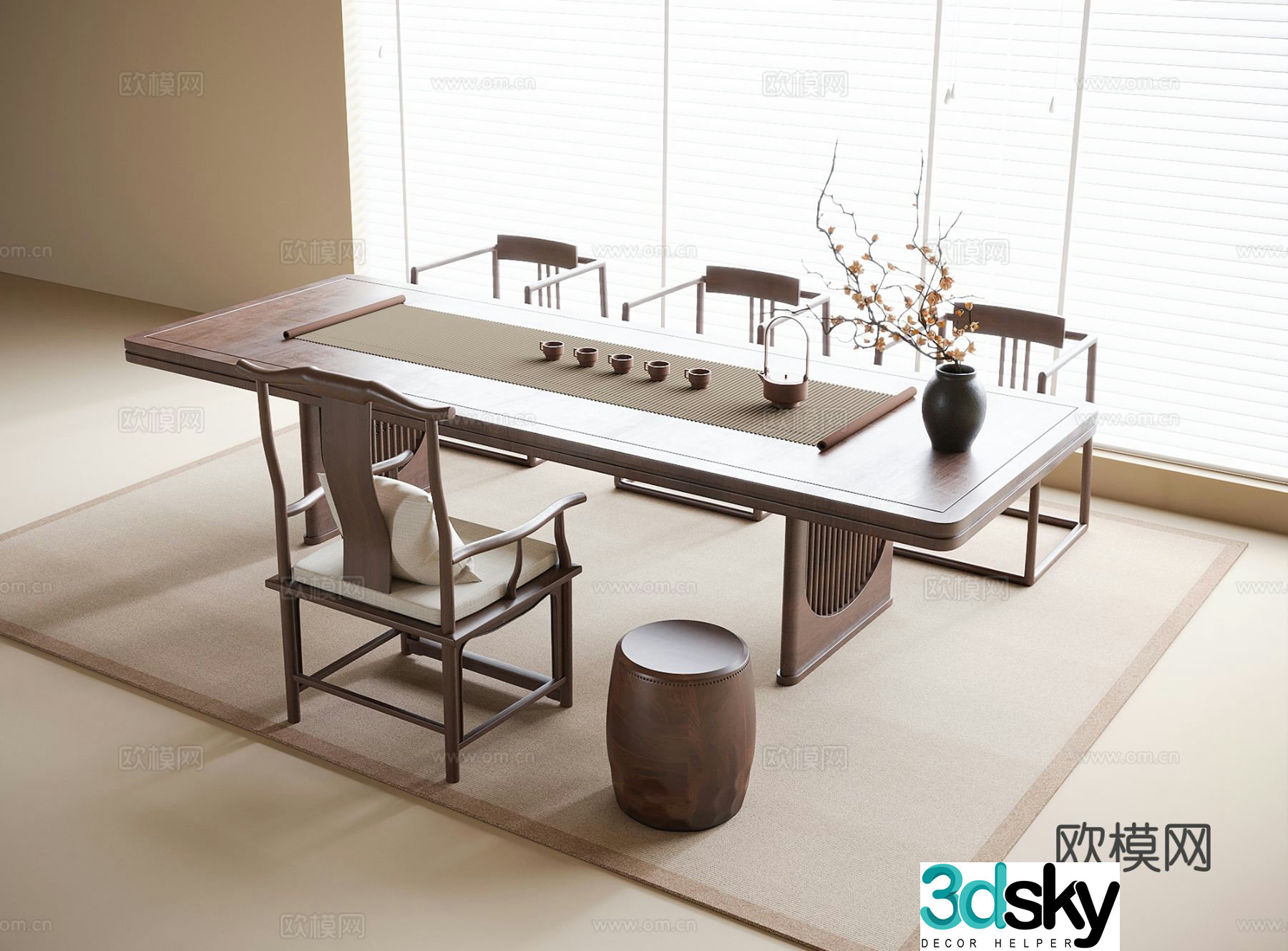 New Chinese style tea table tea table 3d model