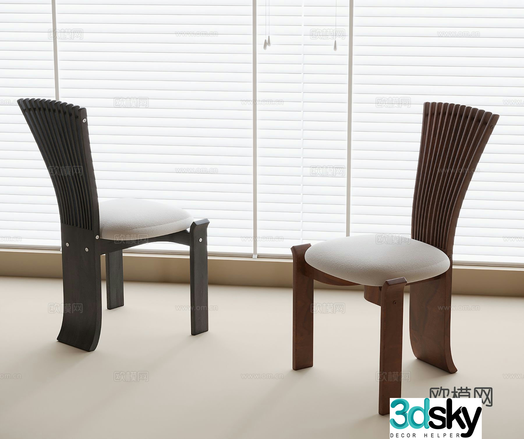 Wabi-sabi chair dining chair 3d model