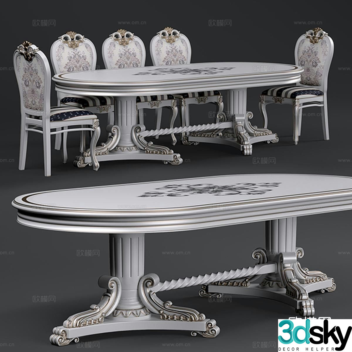 MONDELUX dining table and chairs 3d model