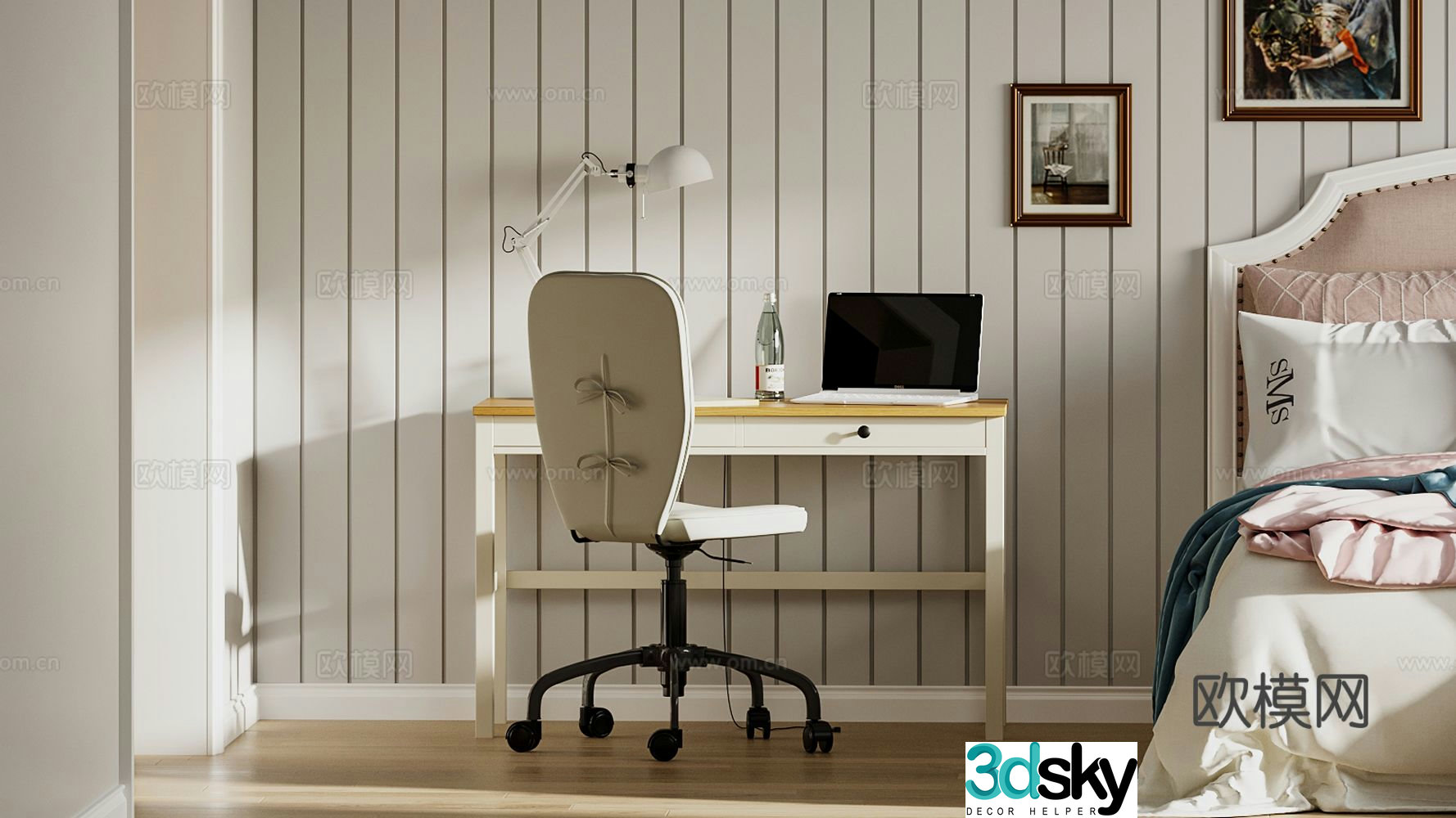 Nordic desk writing desk computer desk 3d model