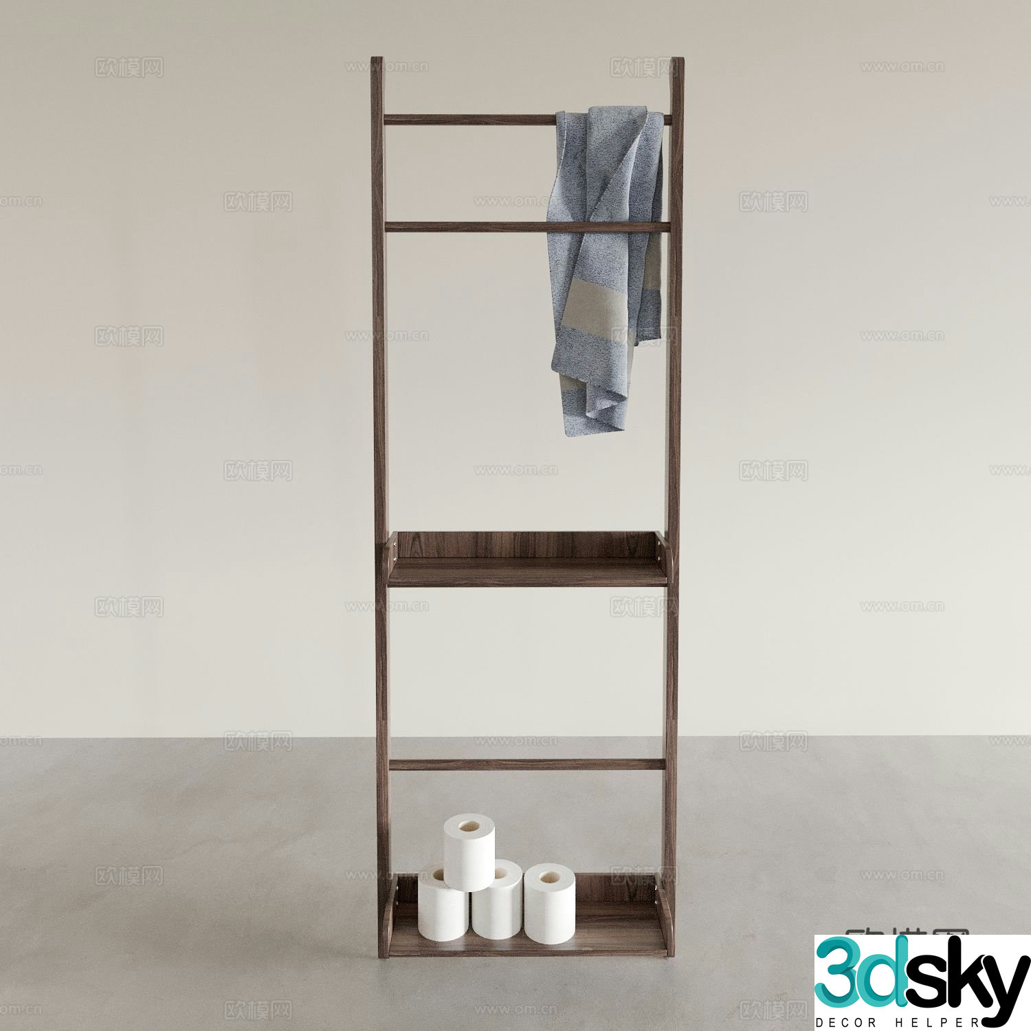 Wabi-sabi coat rack floor-standing coat rack 3D model