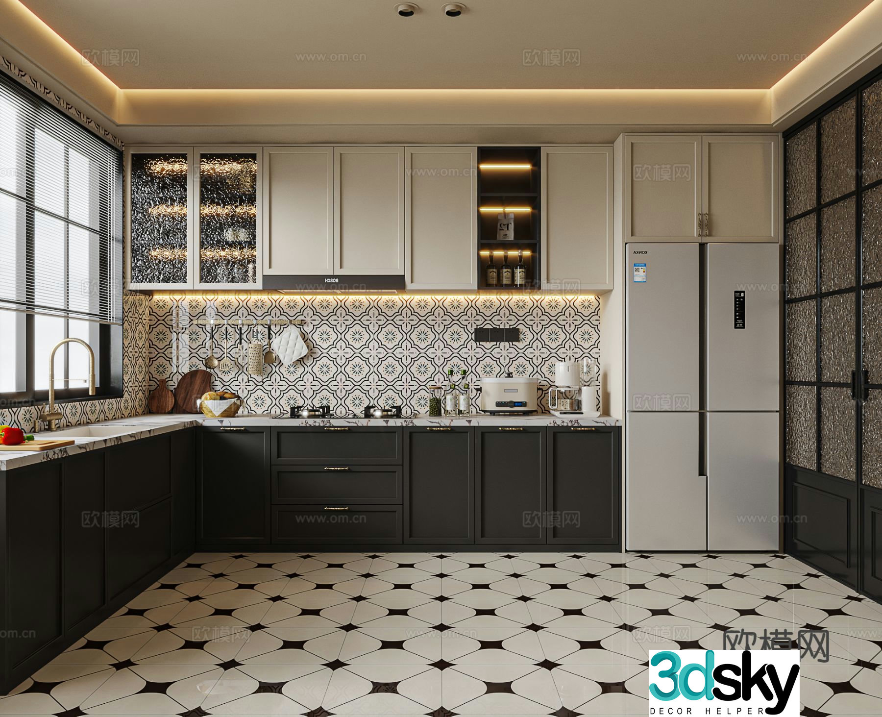 French retro kitchen 3d model