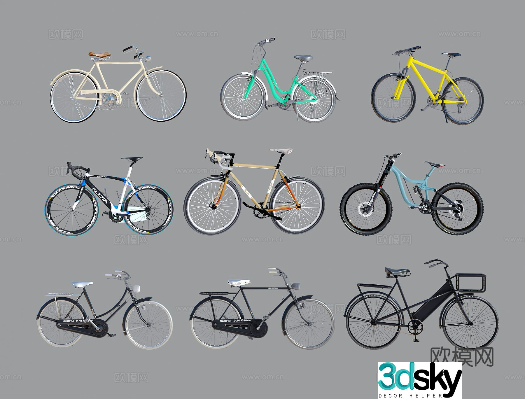 bicycle mountain bike road bike 3d model