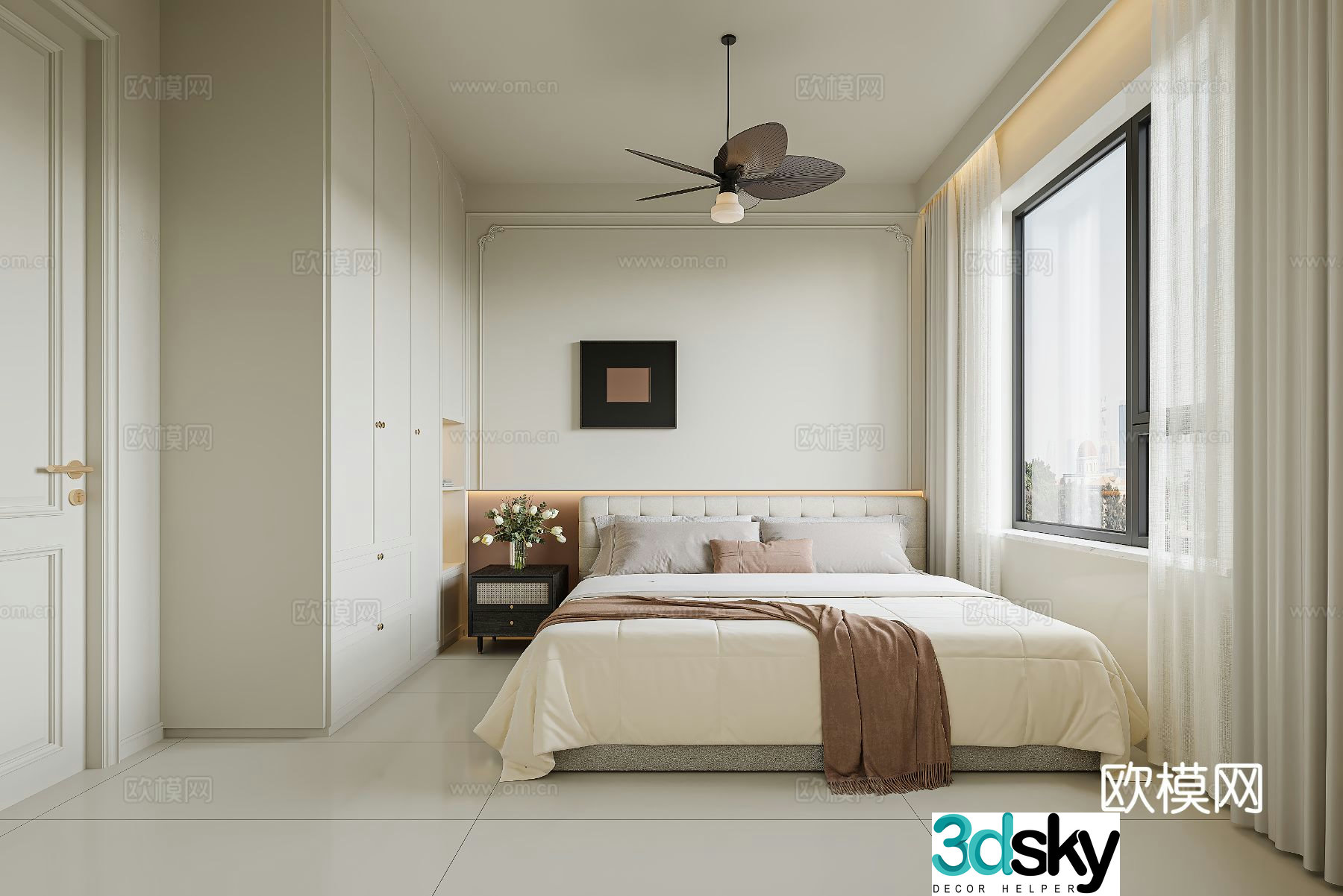 Cream style bedroom master bedroom 3d model