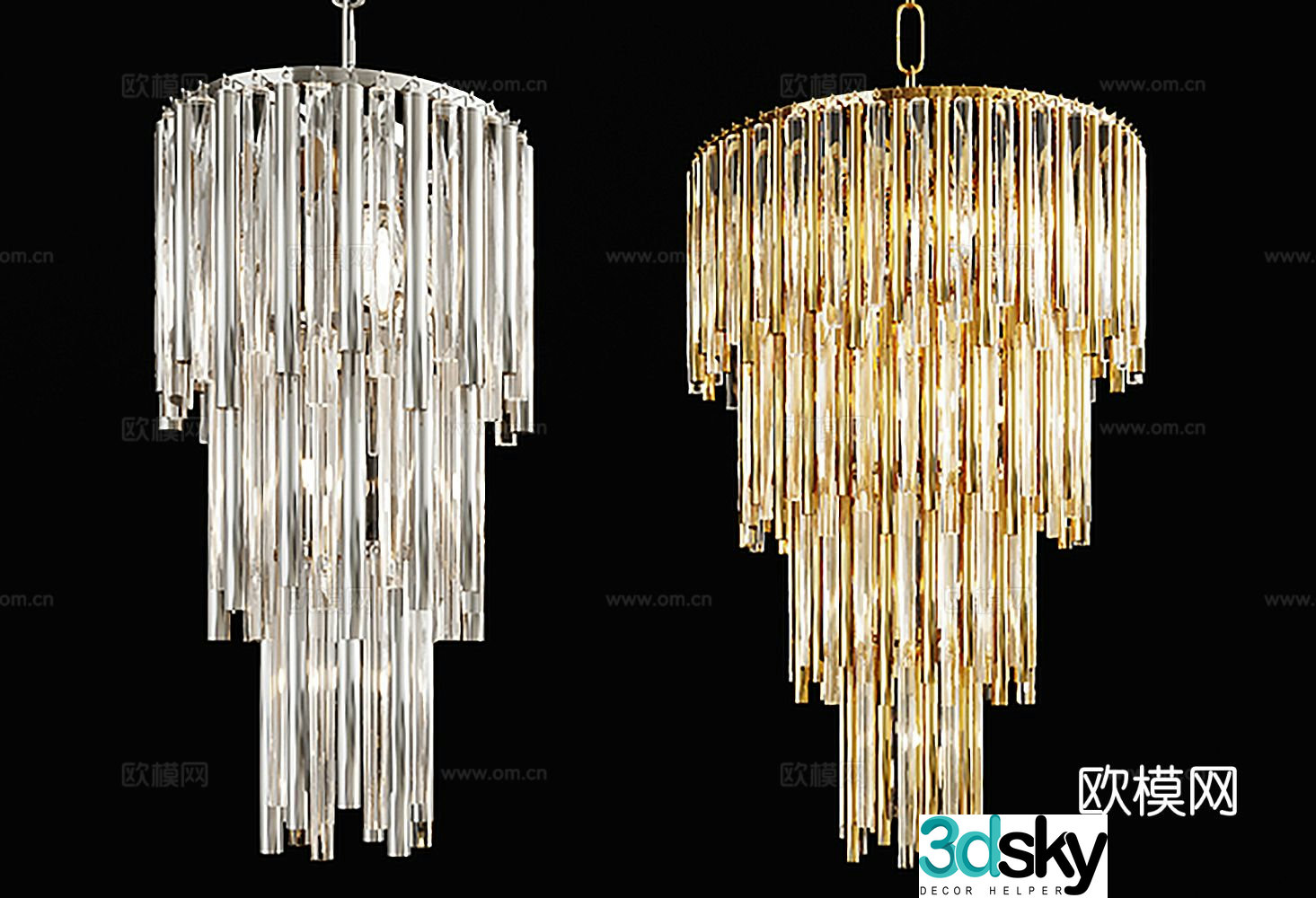 Light luxury chandelier crystal lamp 3d model