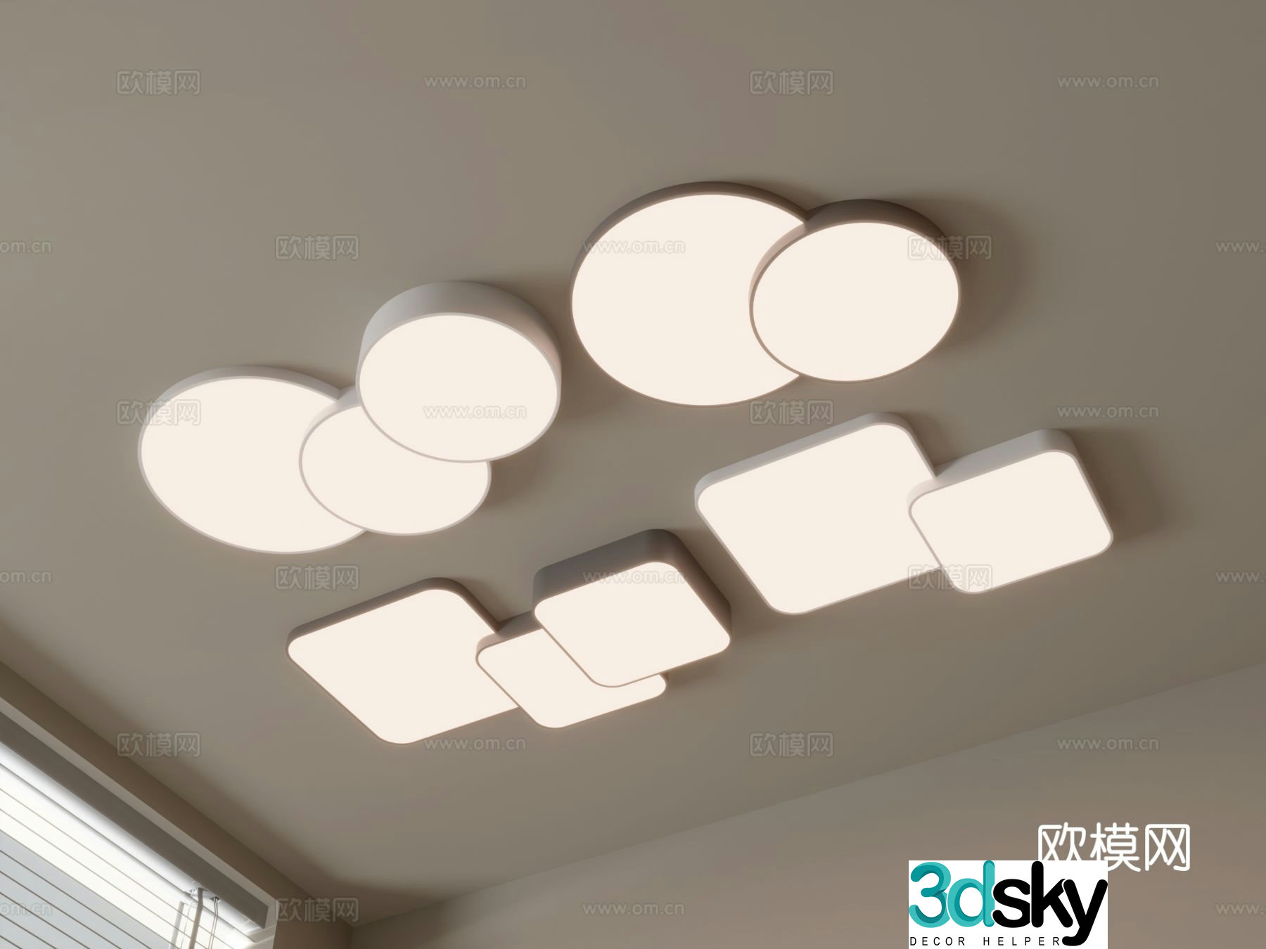 Geometric ceiling lamp fashion art lamp 3d model