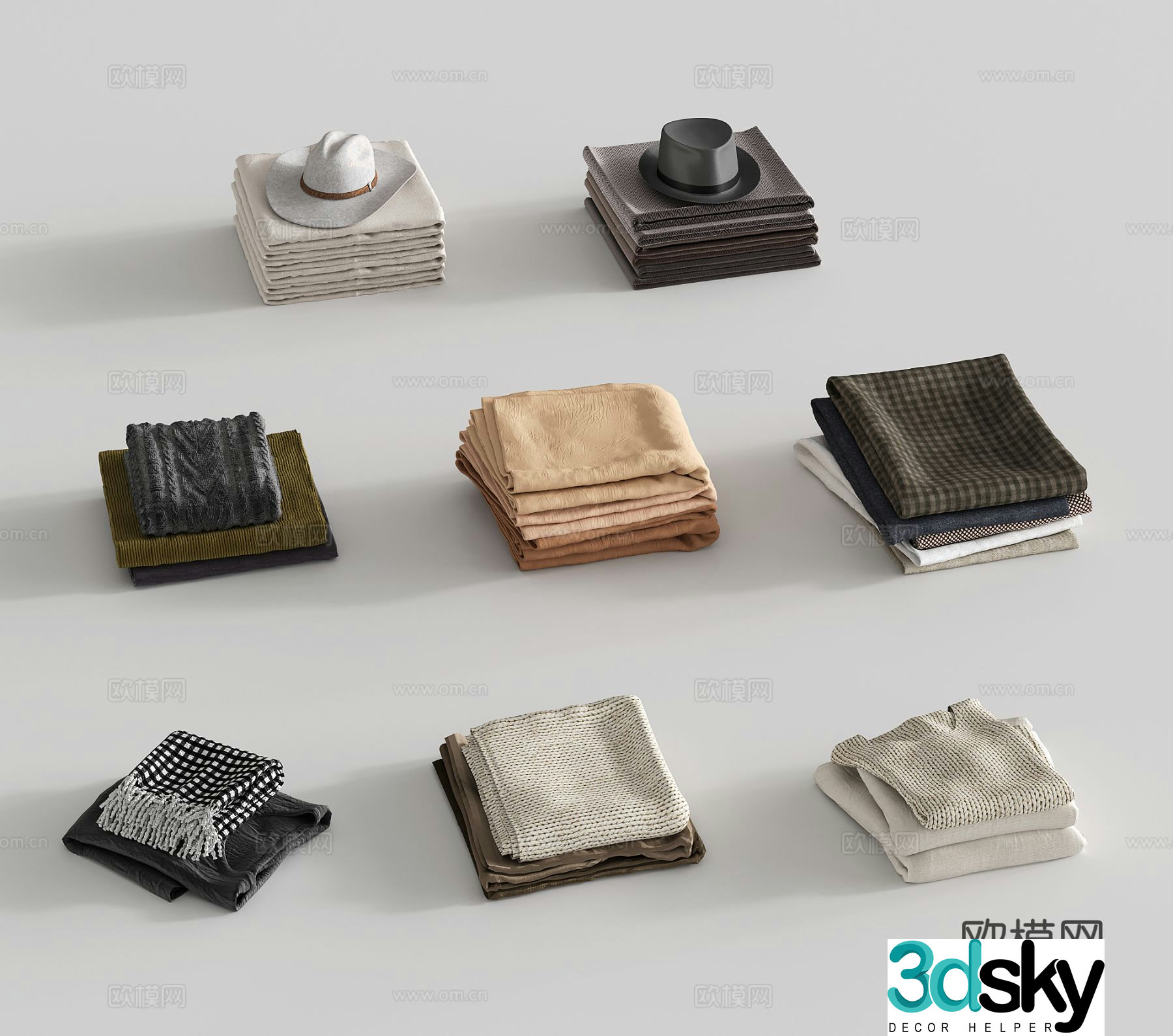 Modern clothes folded clothes sweaters sweaters hats towel blanket 3d model