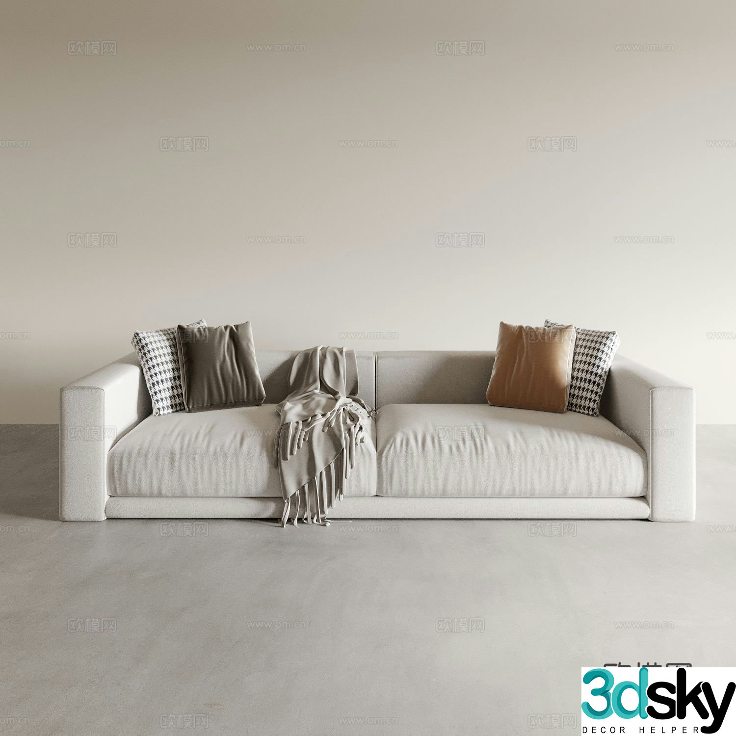 Double sofa upholstered sofa 3d model
