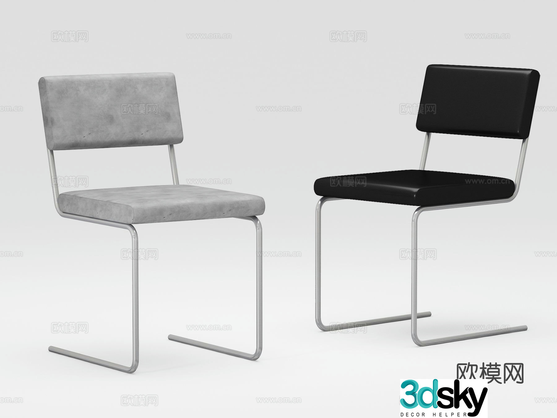 Modern single chair dining chair 3d model