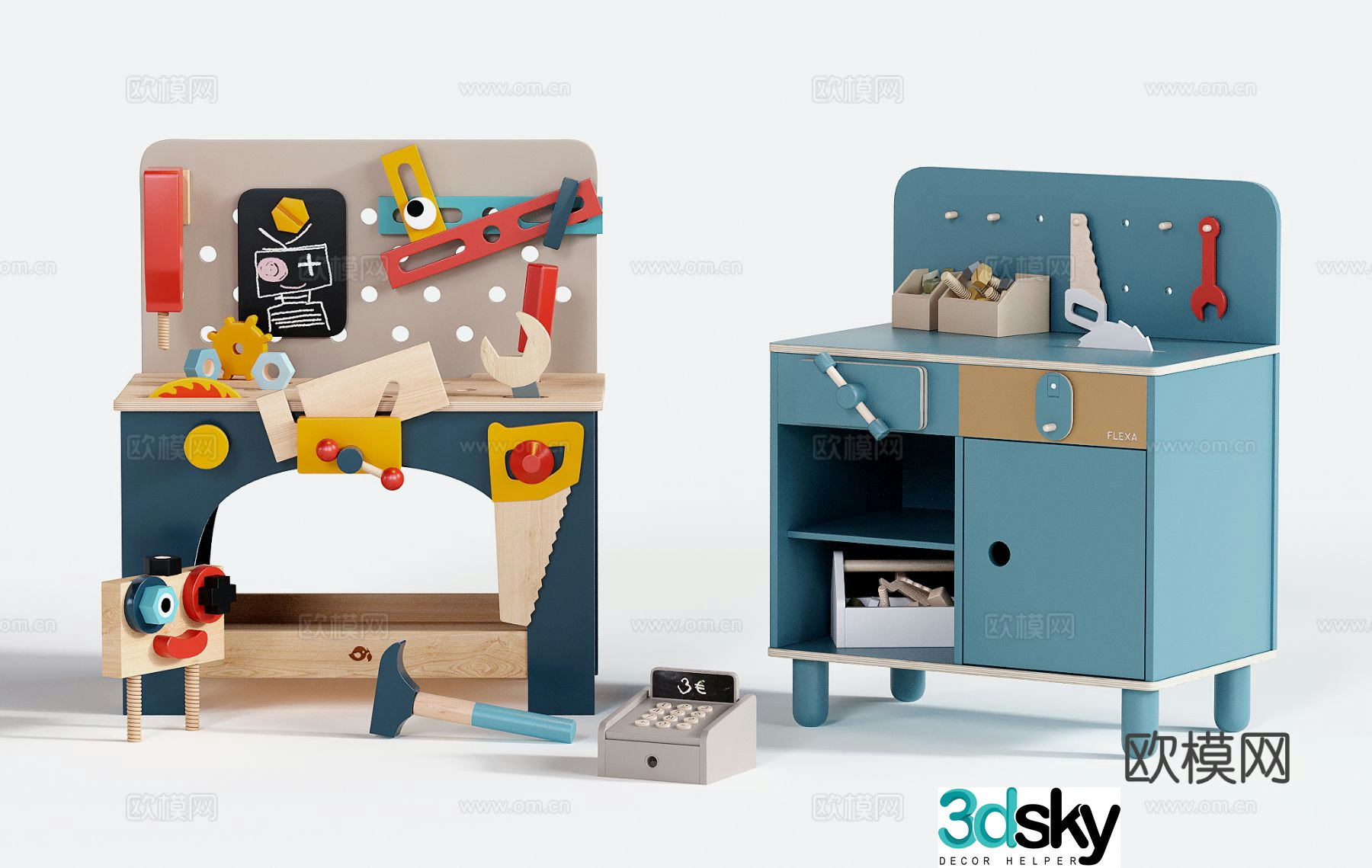 Children’s Toys Tool Table Puzzle Building Blocks 3D Model