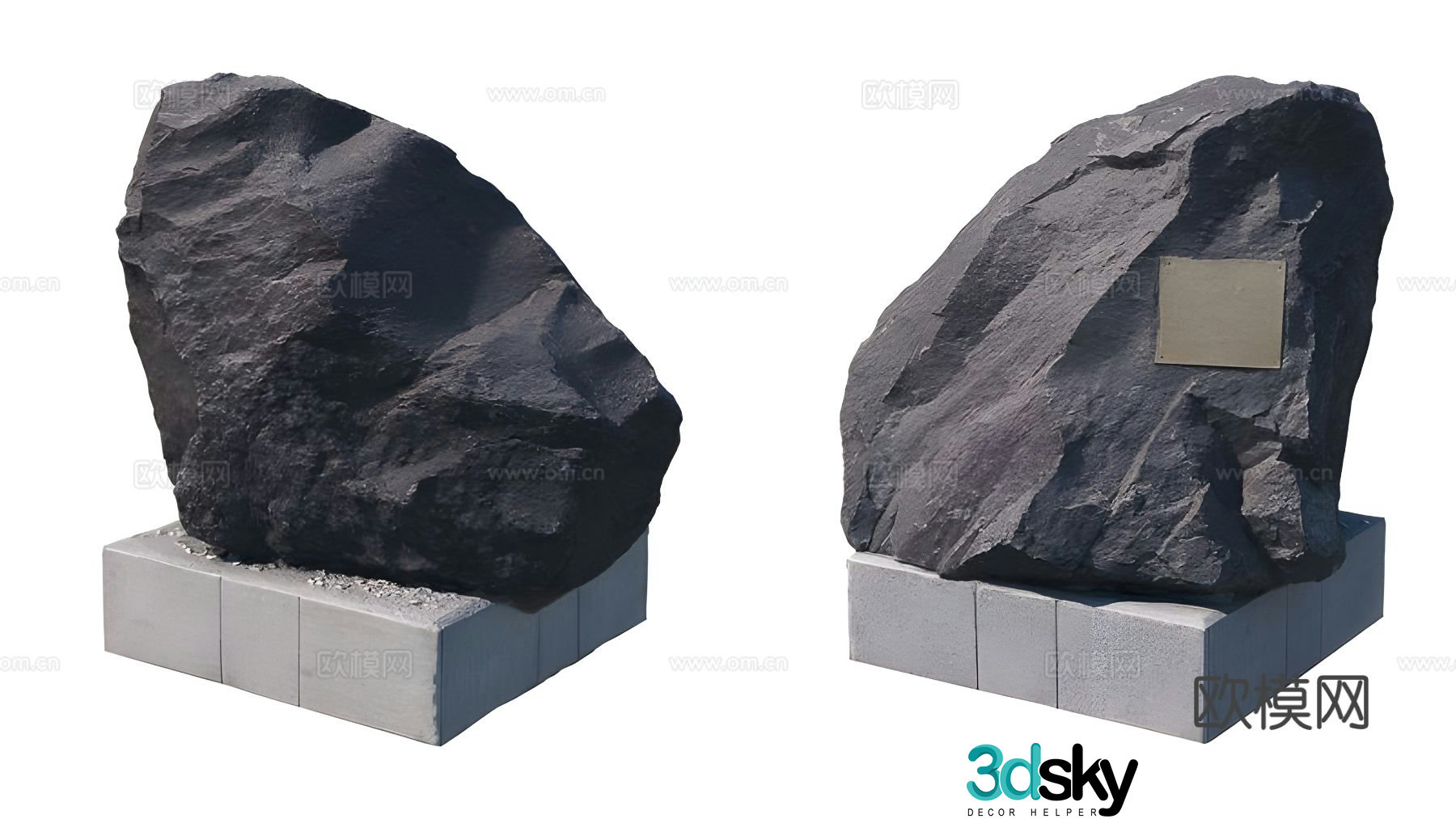 memorial stone landscape stone granite 3d model