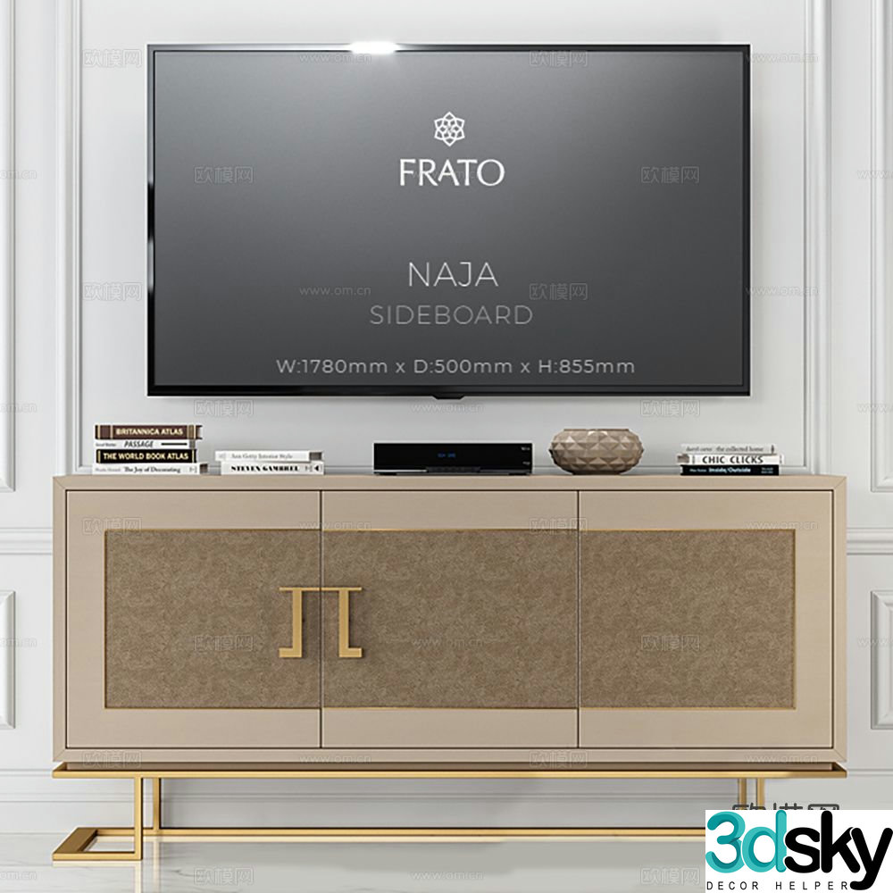 Light luxury TV cabinet 3D model