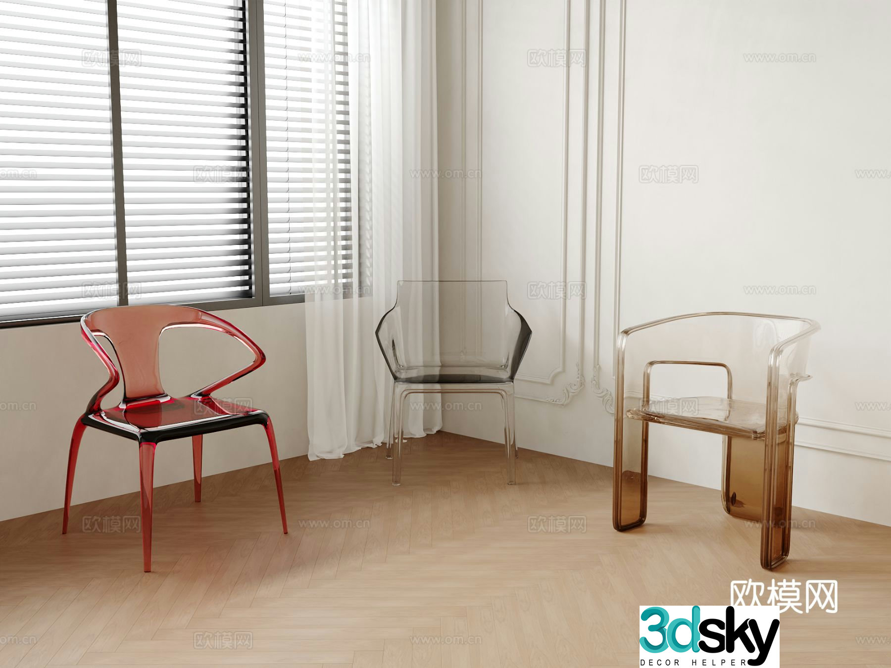 Acrylic single chair dining chair sofa chair 3d model