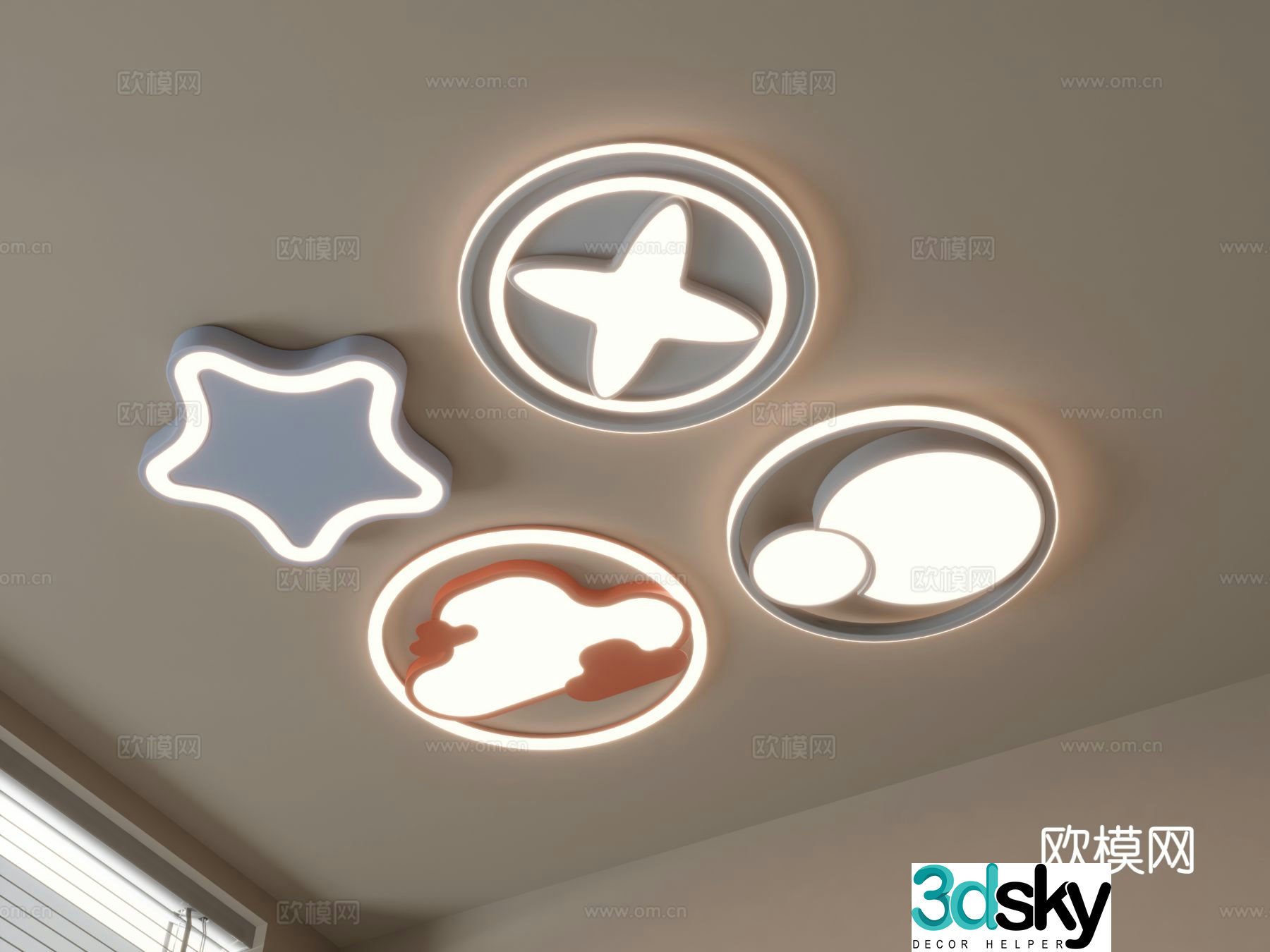 Modern geometric ceiling lamp 3d model