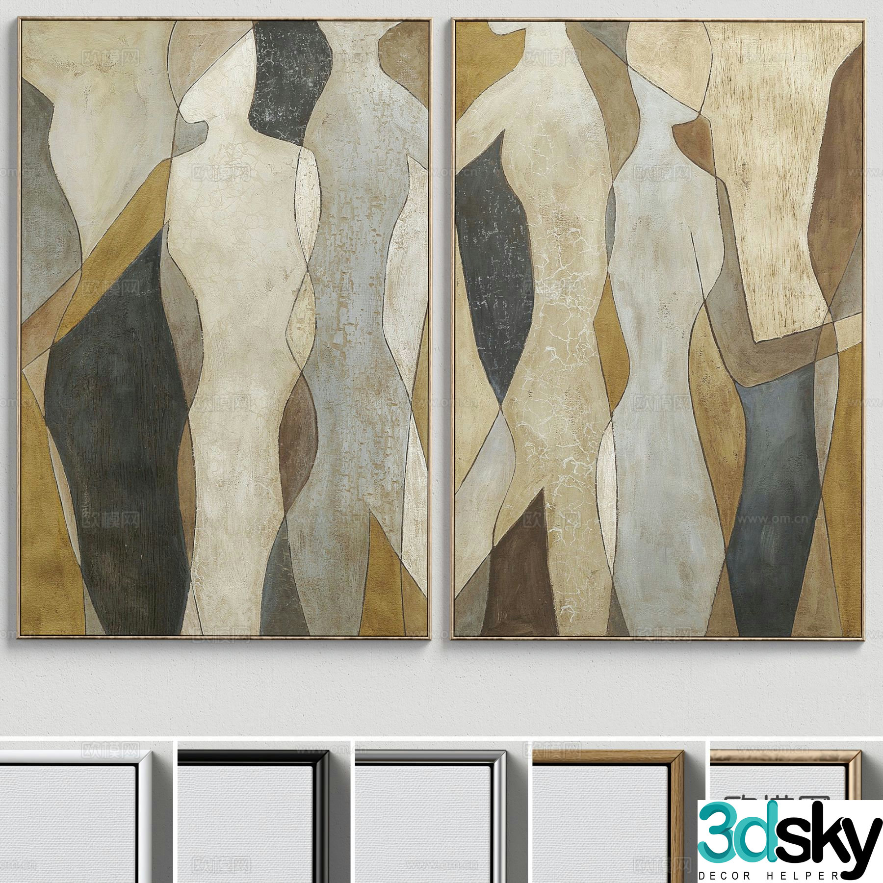 Wabi-sabi painting texture painting decorative painting hanging painting 3D model