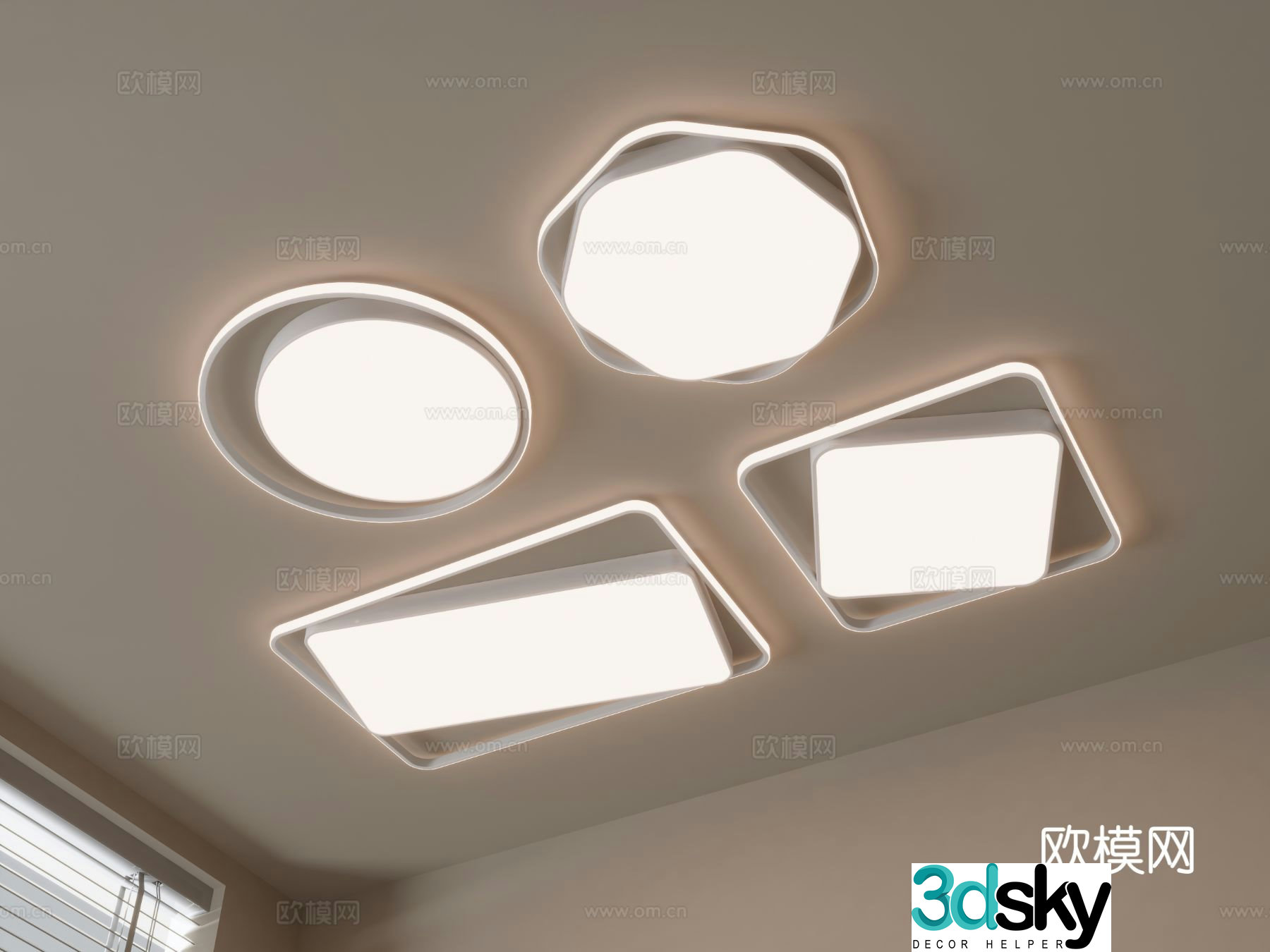 Geometric ceiling lamp bedroom lamp 3d model
