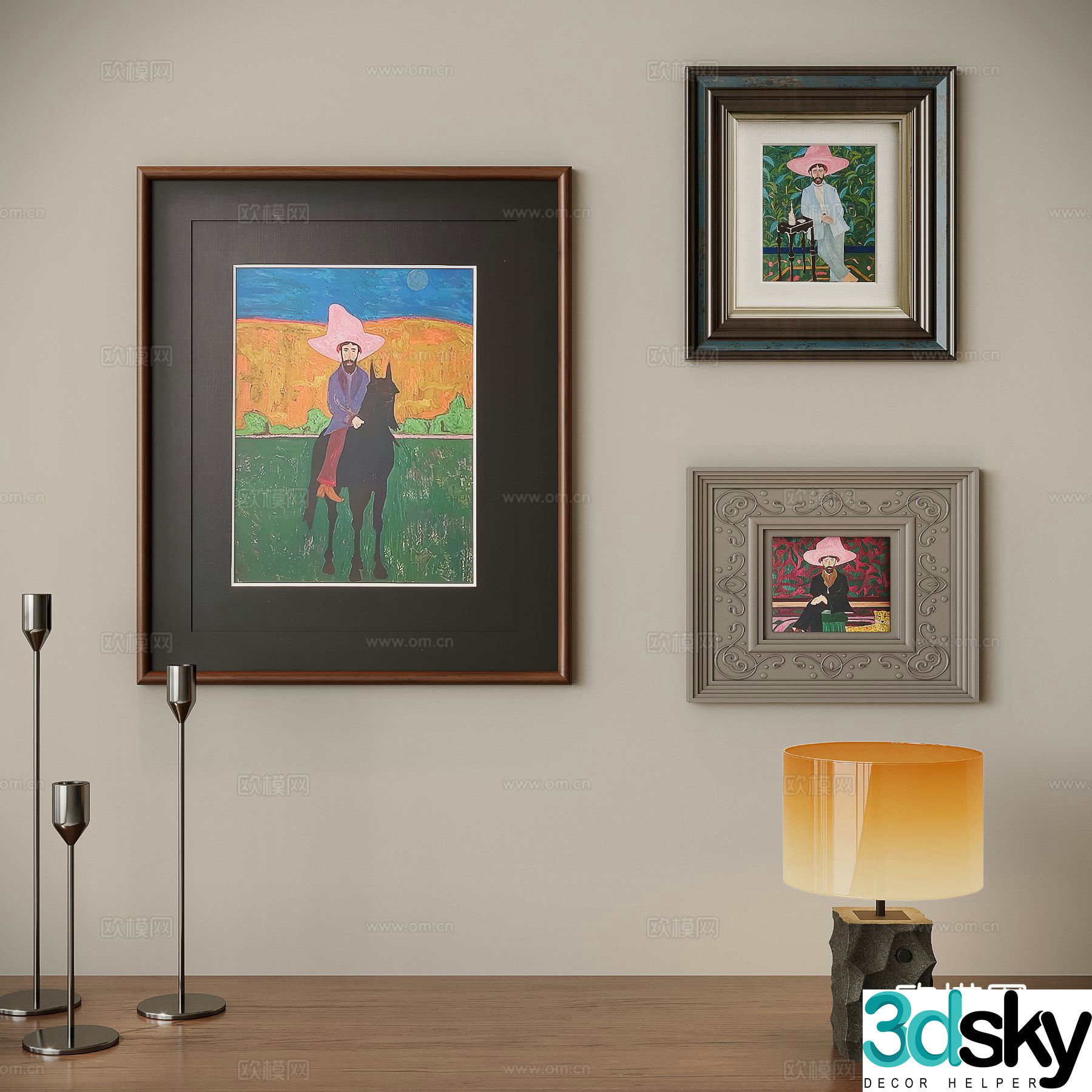 Medieval style decorative painting figure painting hanging painting 3D model