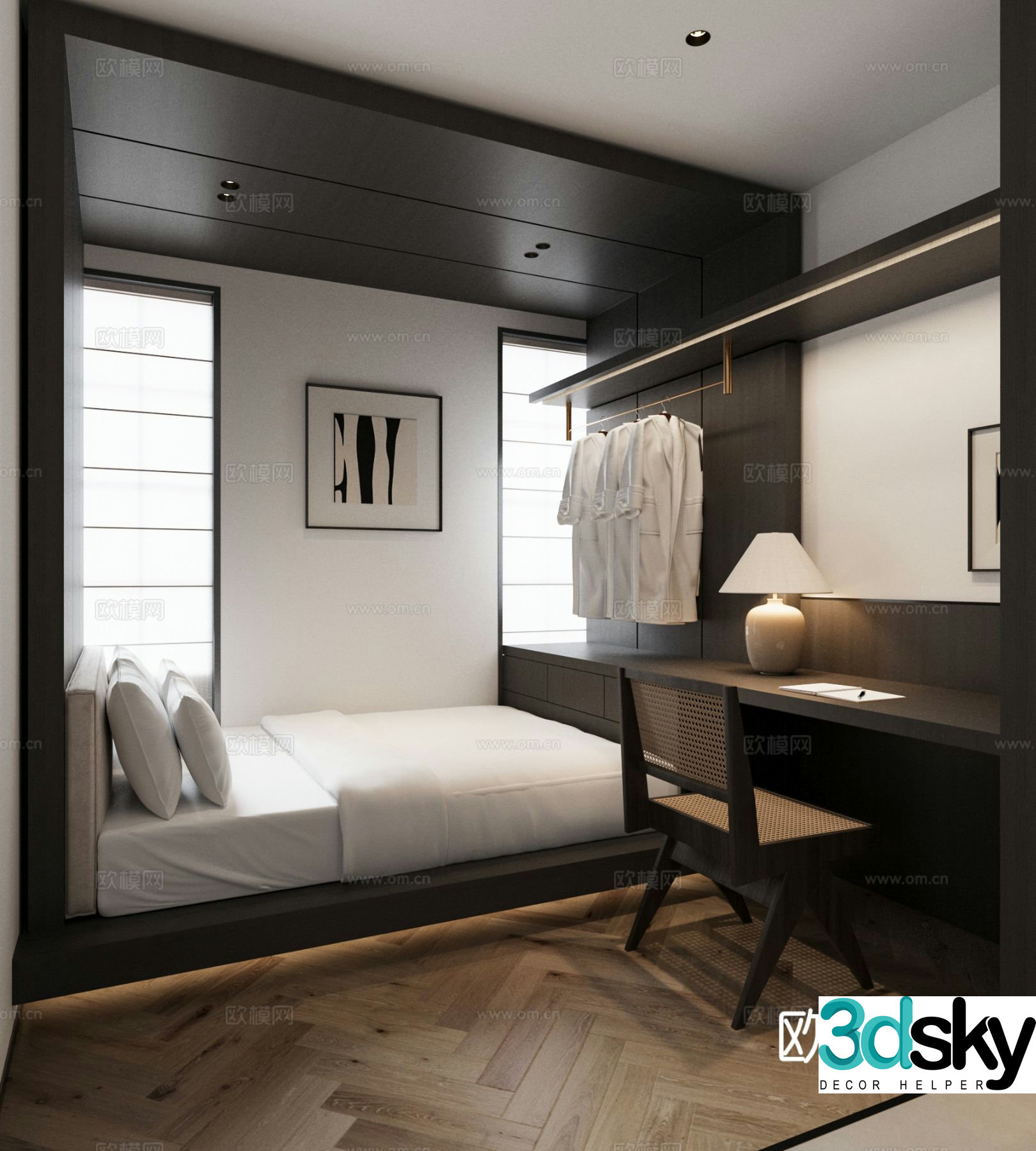Wabi-sabi style tatami bedroom 3d model