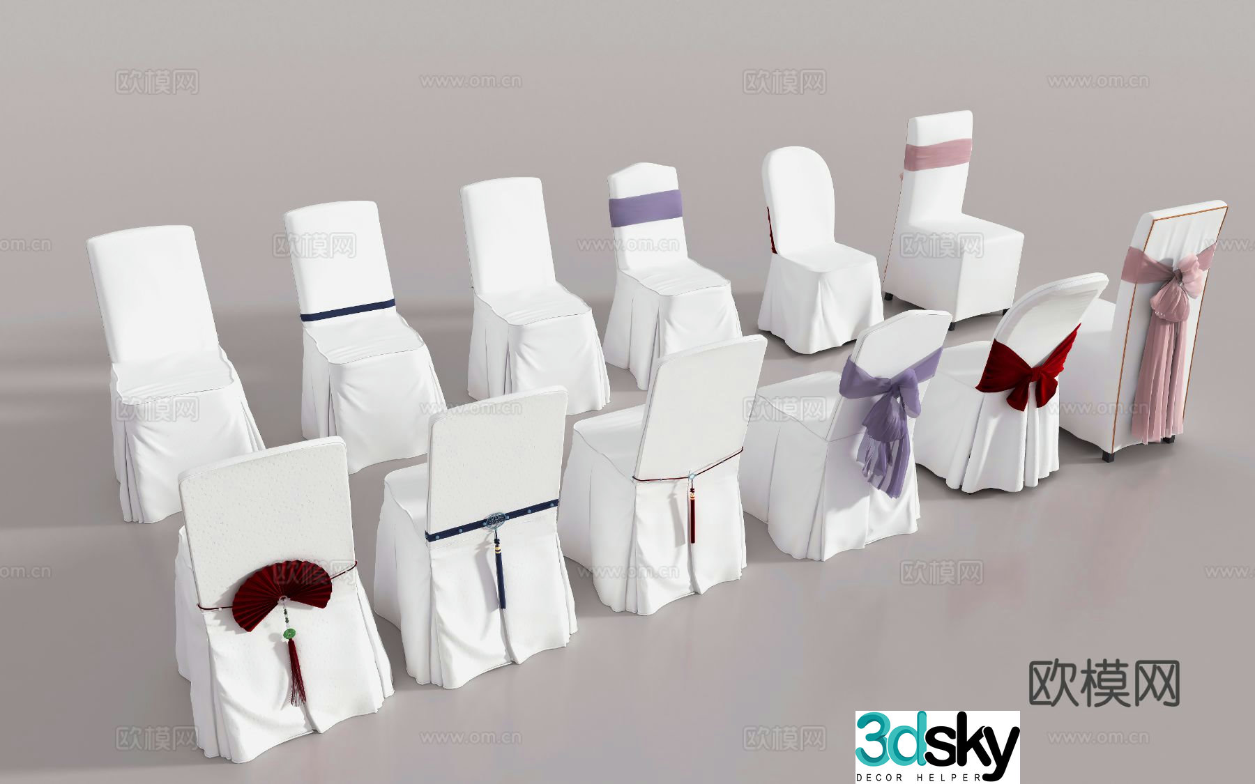 Modern banquet chair banquet stool 3d model