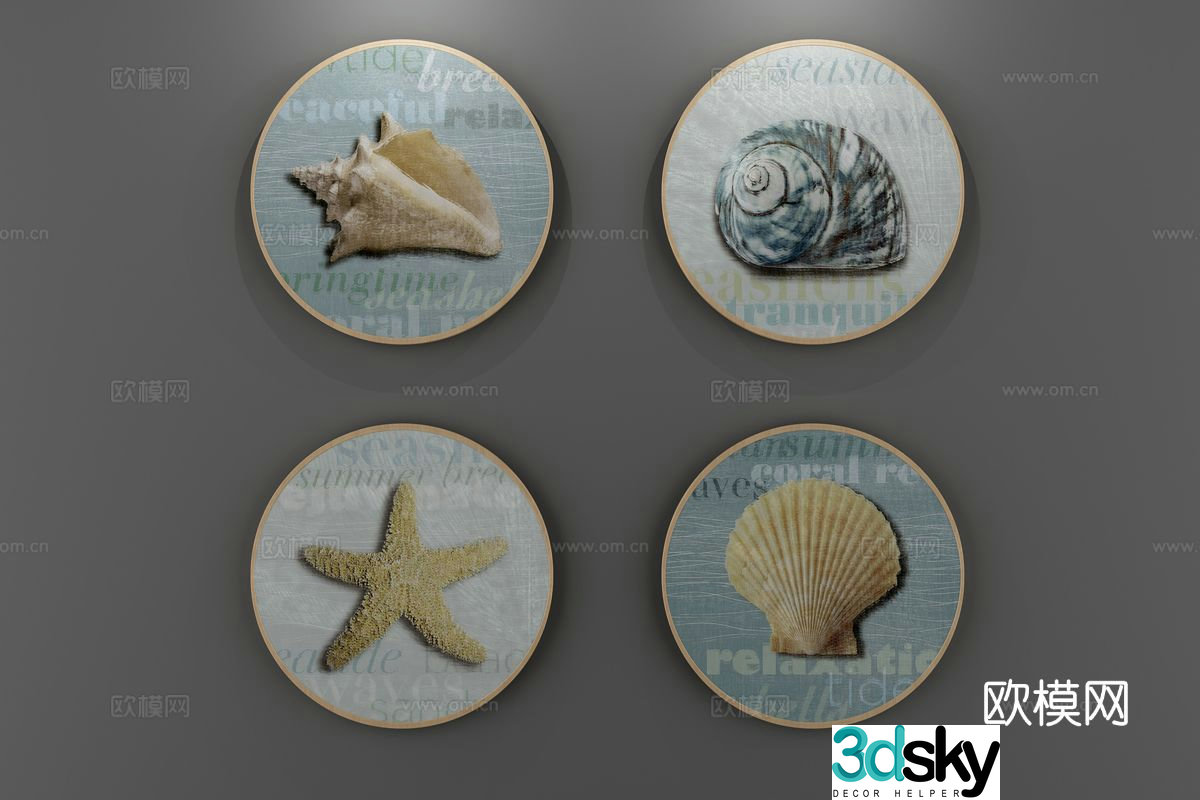 Shell hanging painting decorative painting 3d model