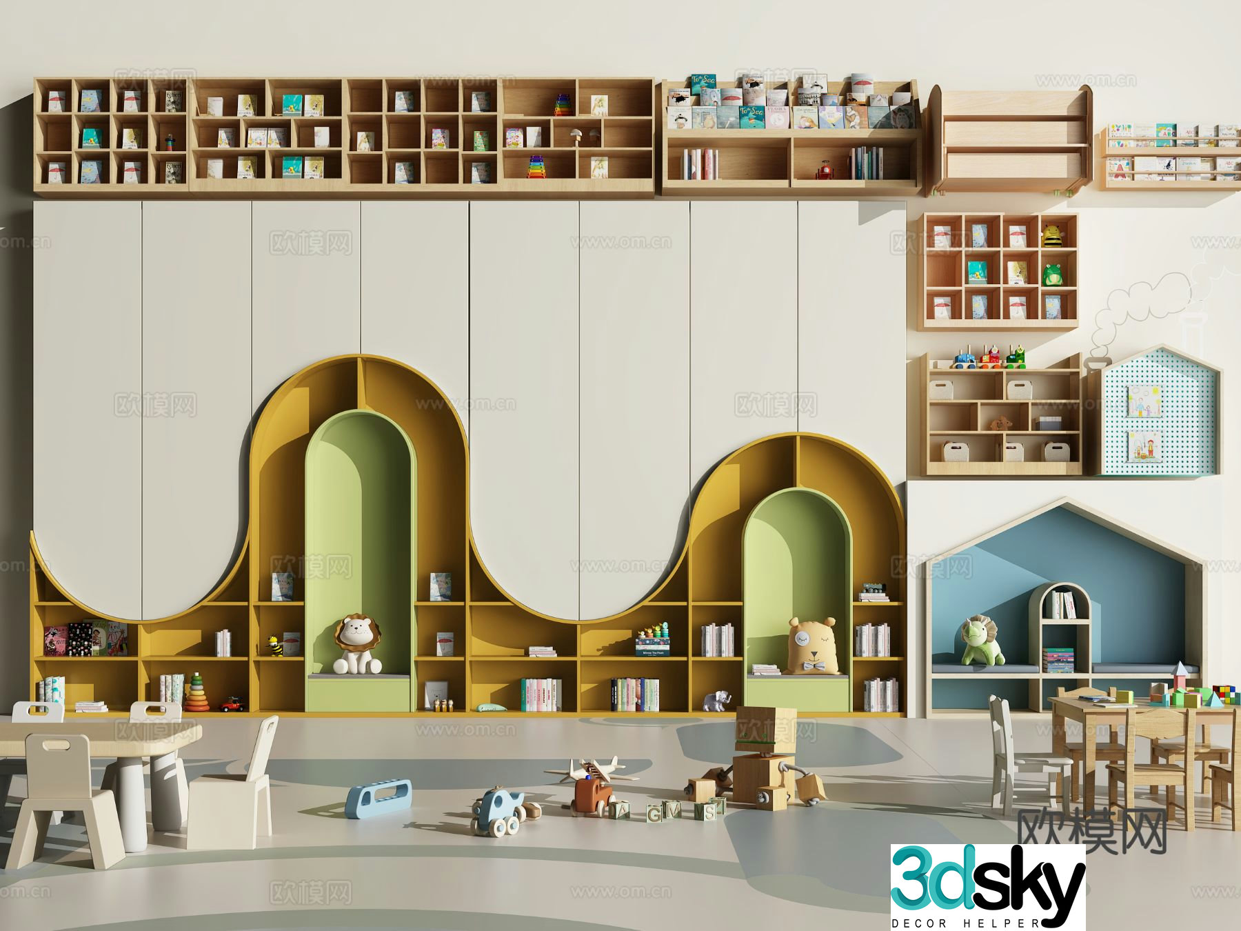 Children’s bookcase toy cabinet 3d model