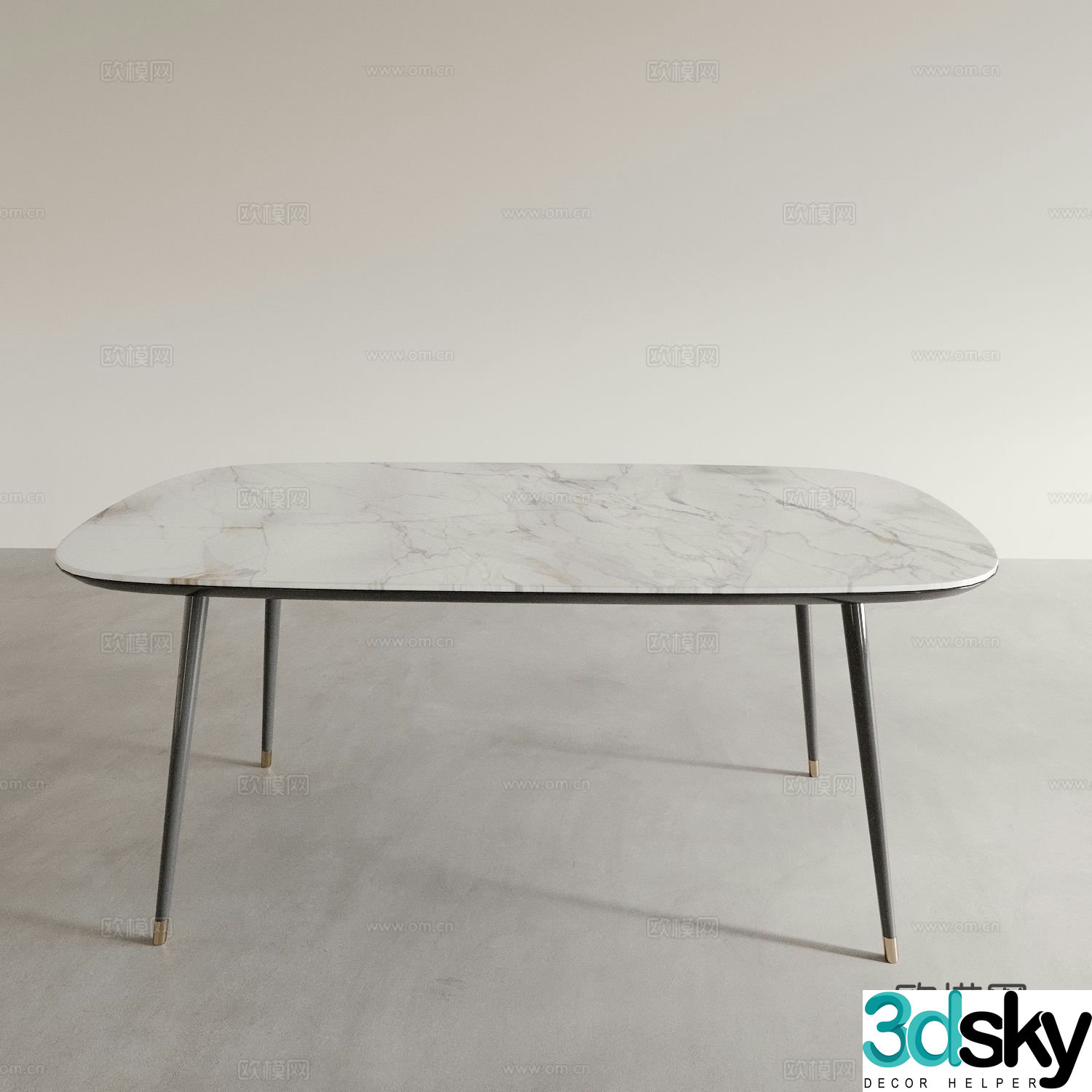Simple dining table marble dining table 3d model