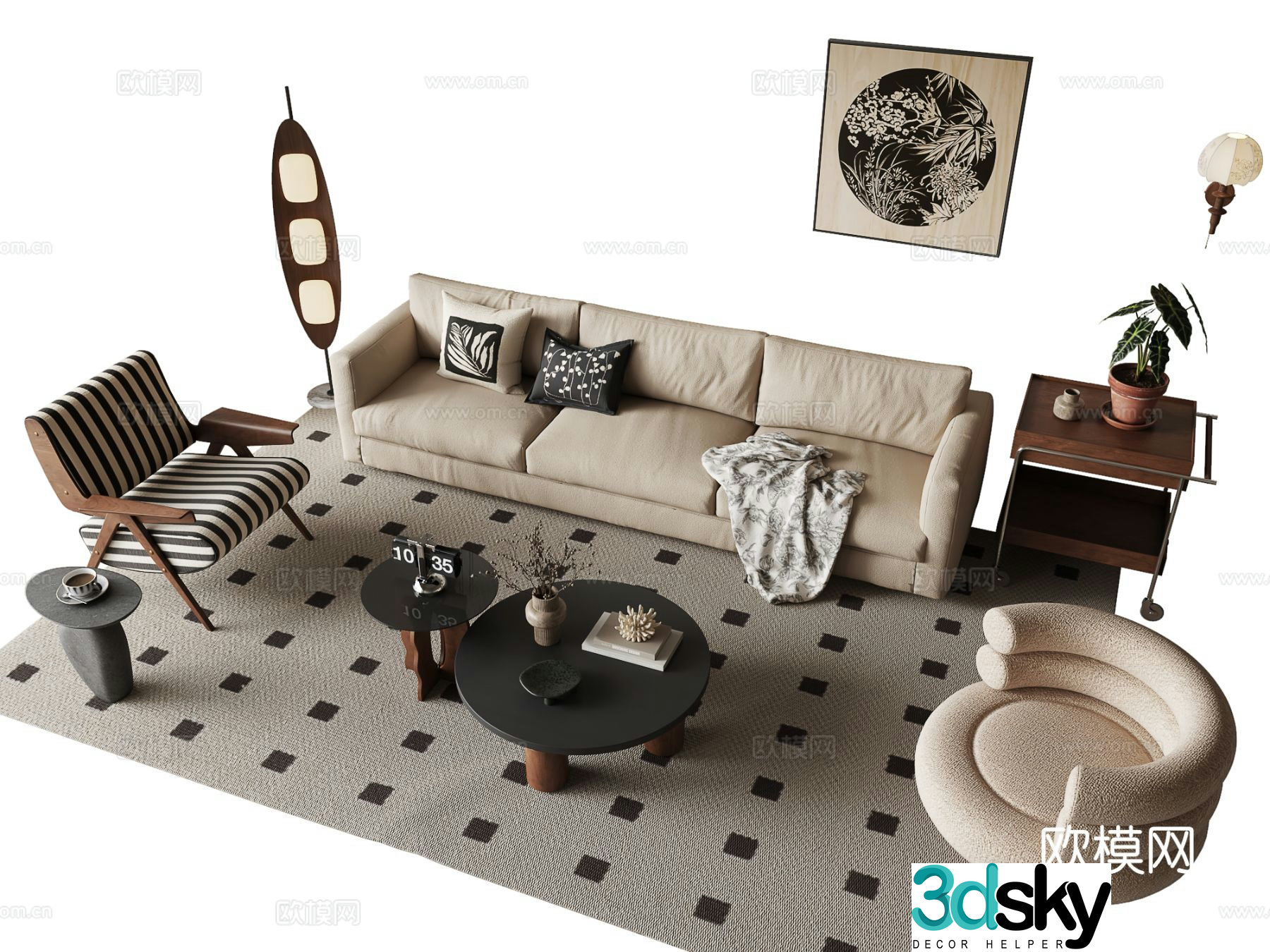 Medieval style modular sofa 3D model
