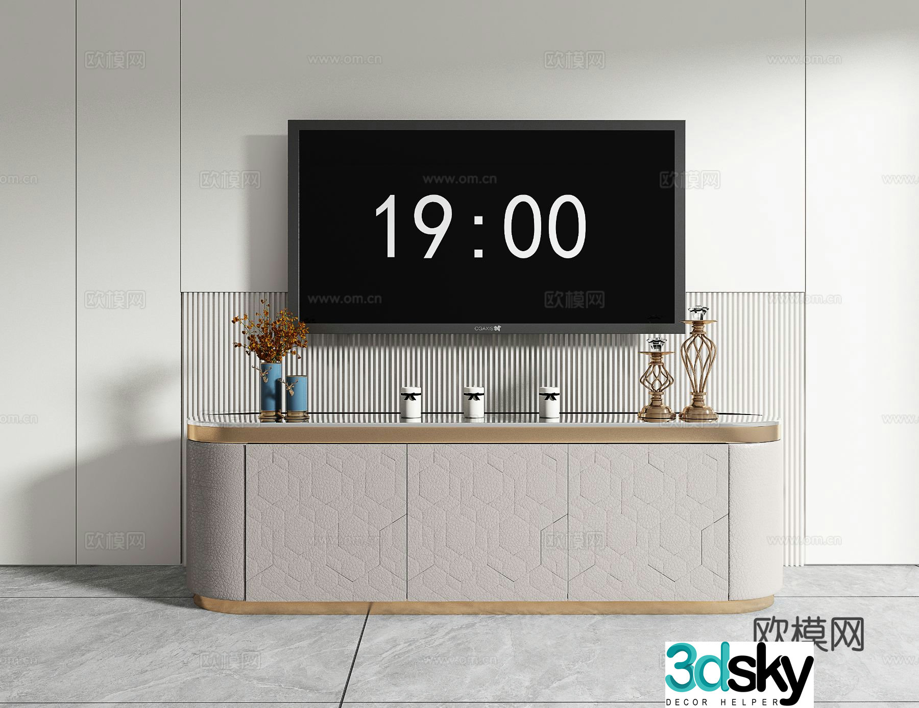 Light luxury TV cabinet 3D model