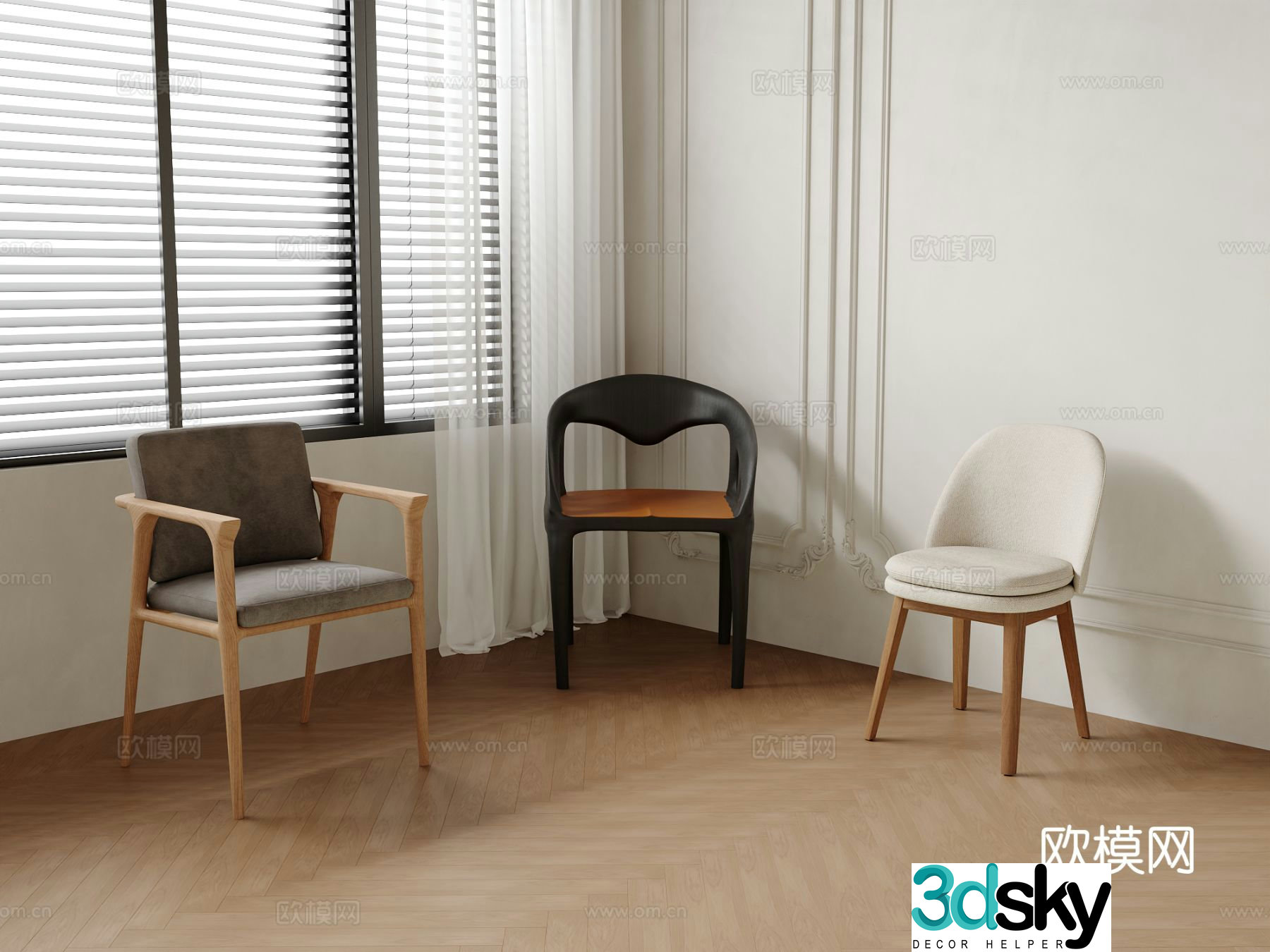 Single chair dining chair sofa chair 3d model