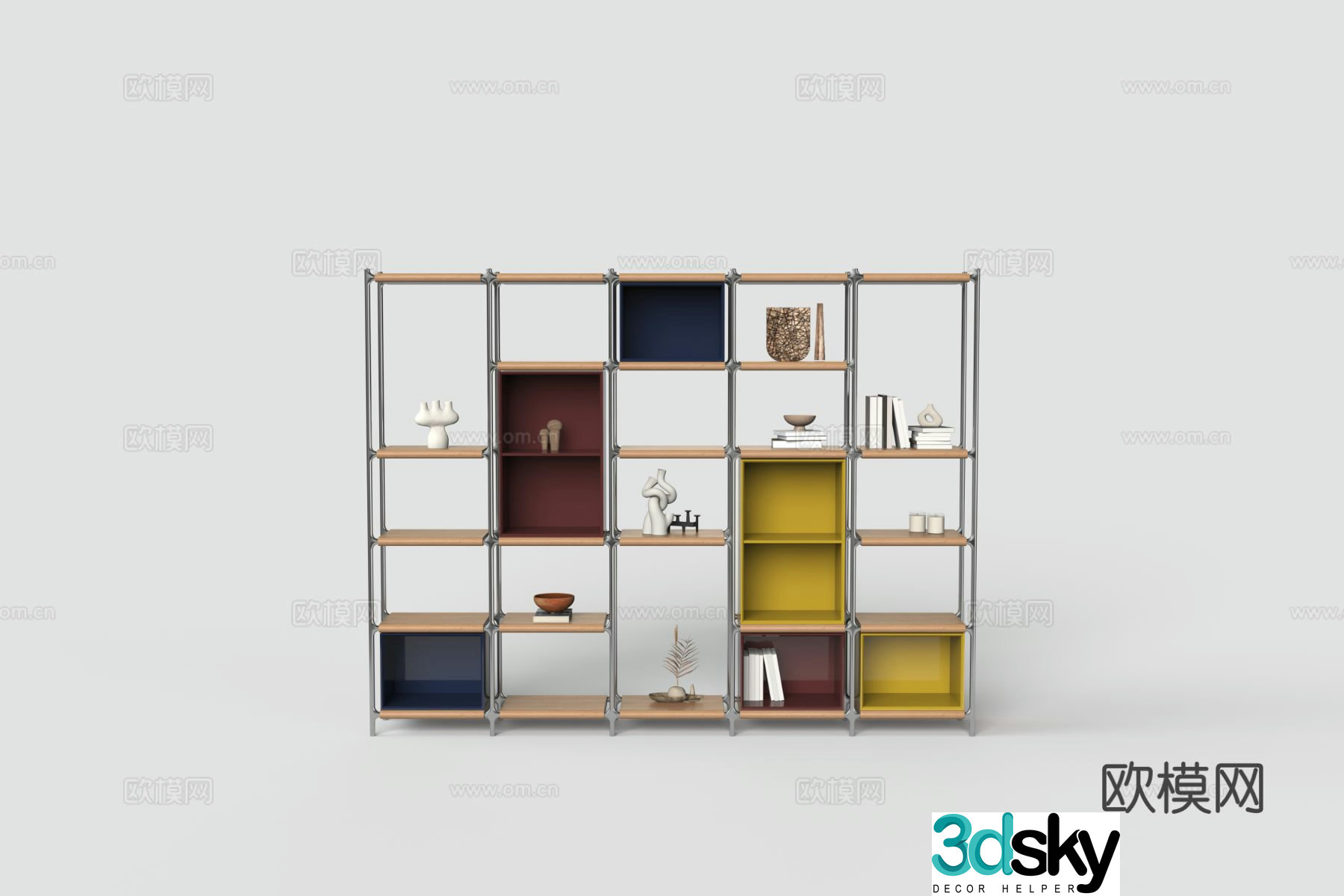 Modern bookshelf 3d model