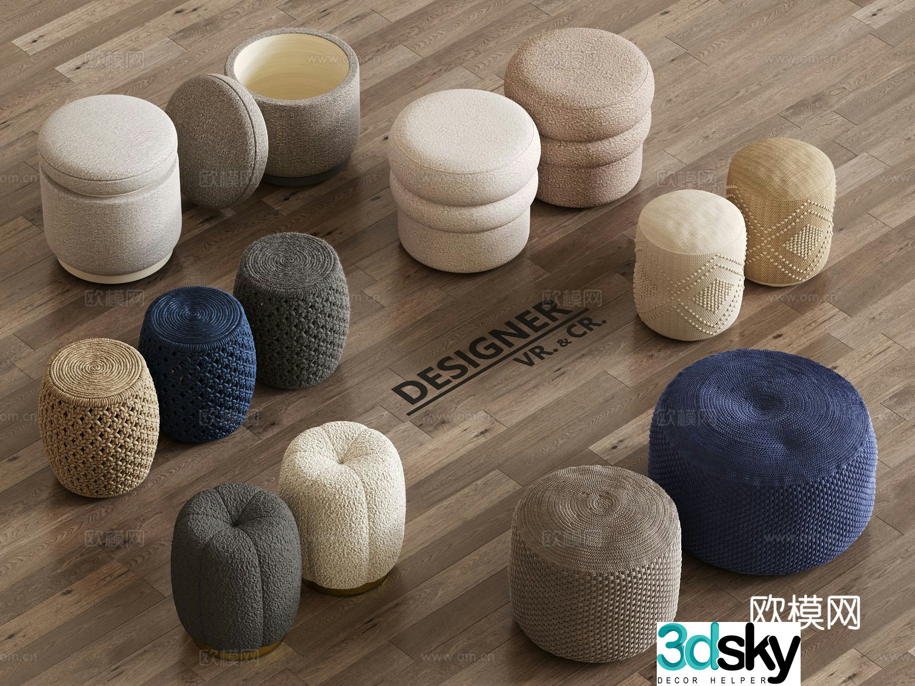 Modern stool low stool round stool stool 3d model
