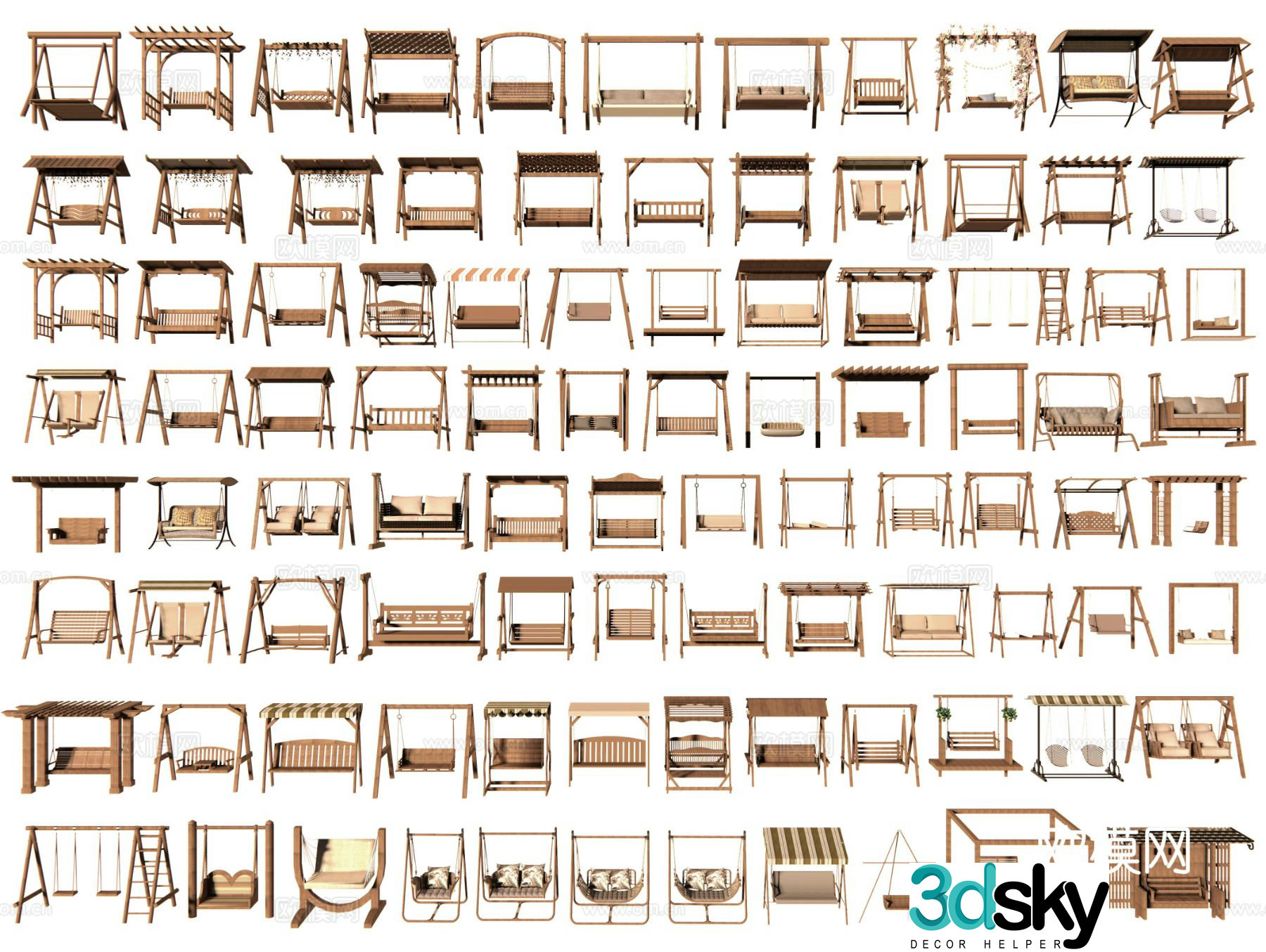 Modern hanging chair swing chair 3d model