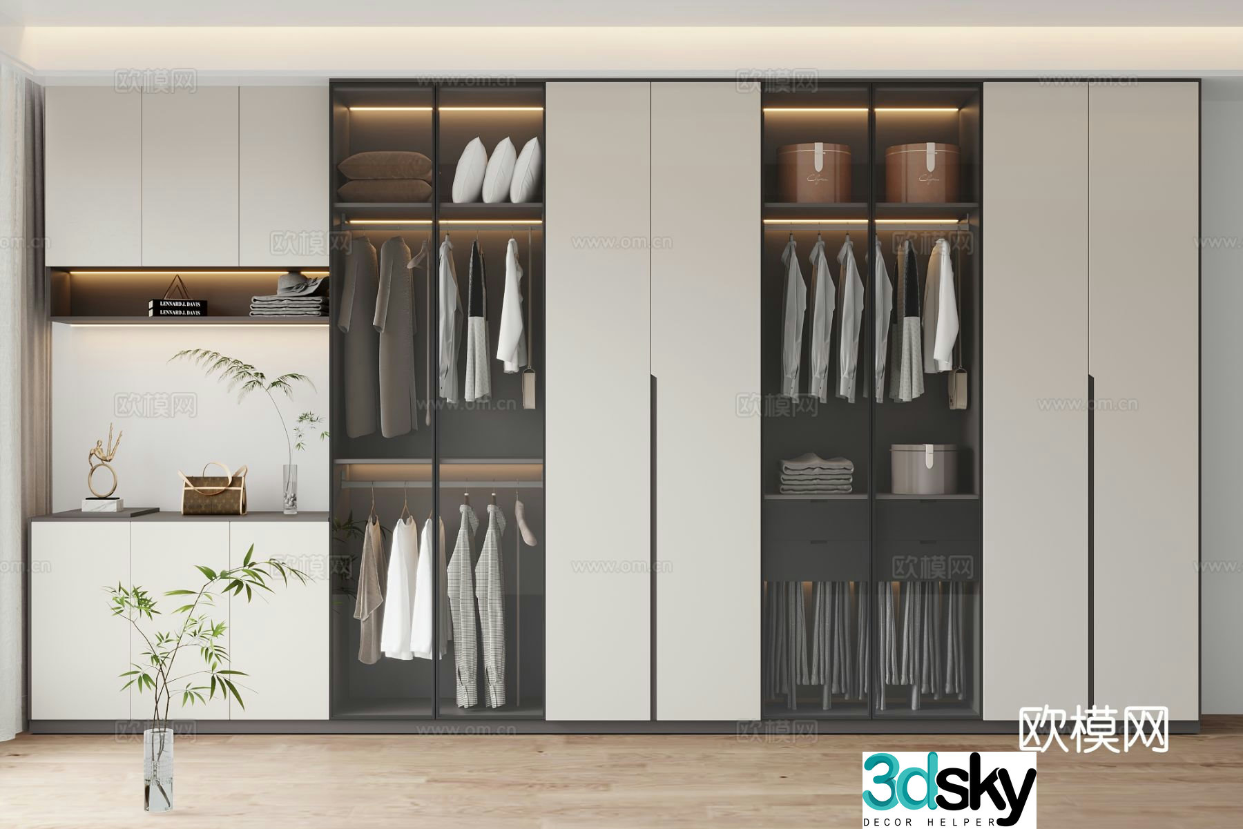 Modern wardrobe dresser integrated cabinet 3d model