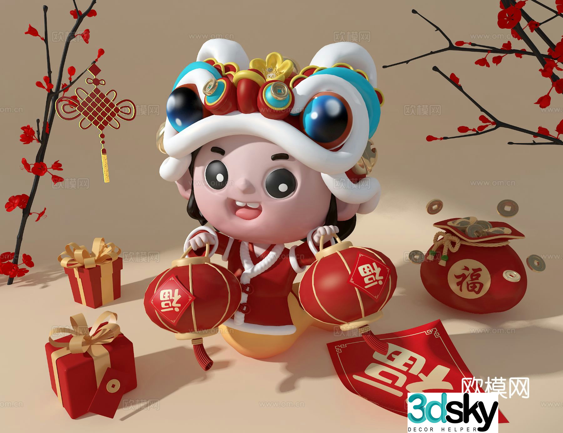 New Year’s display cartoon display Spring Festival display 3d model