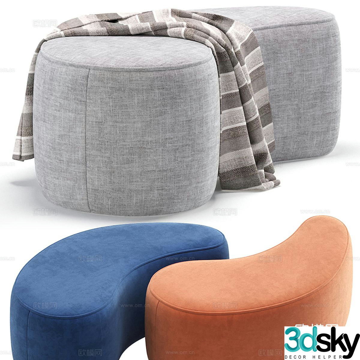 Stool sofa stool shoe changing stool footrest 3D model