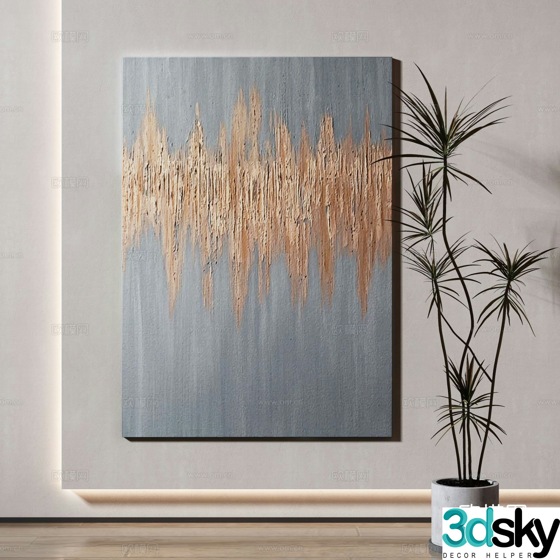 Modern texture painting decorative painting 3d model