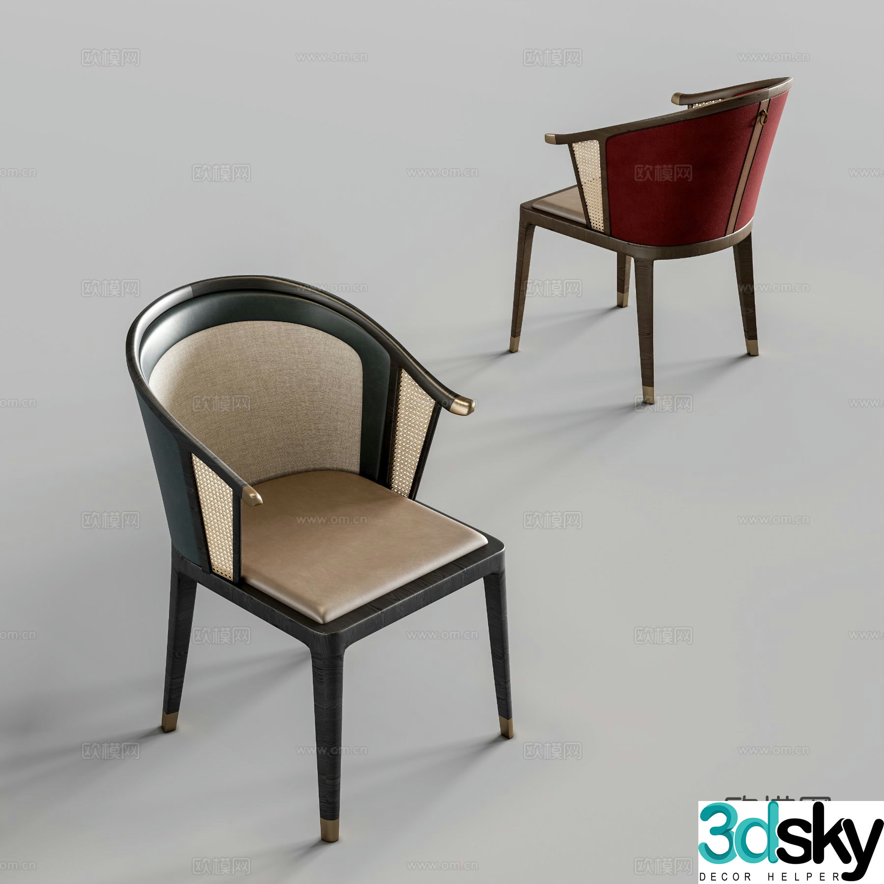 New Chinese style chair dining chair 3d model
