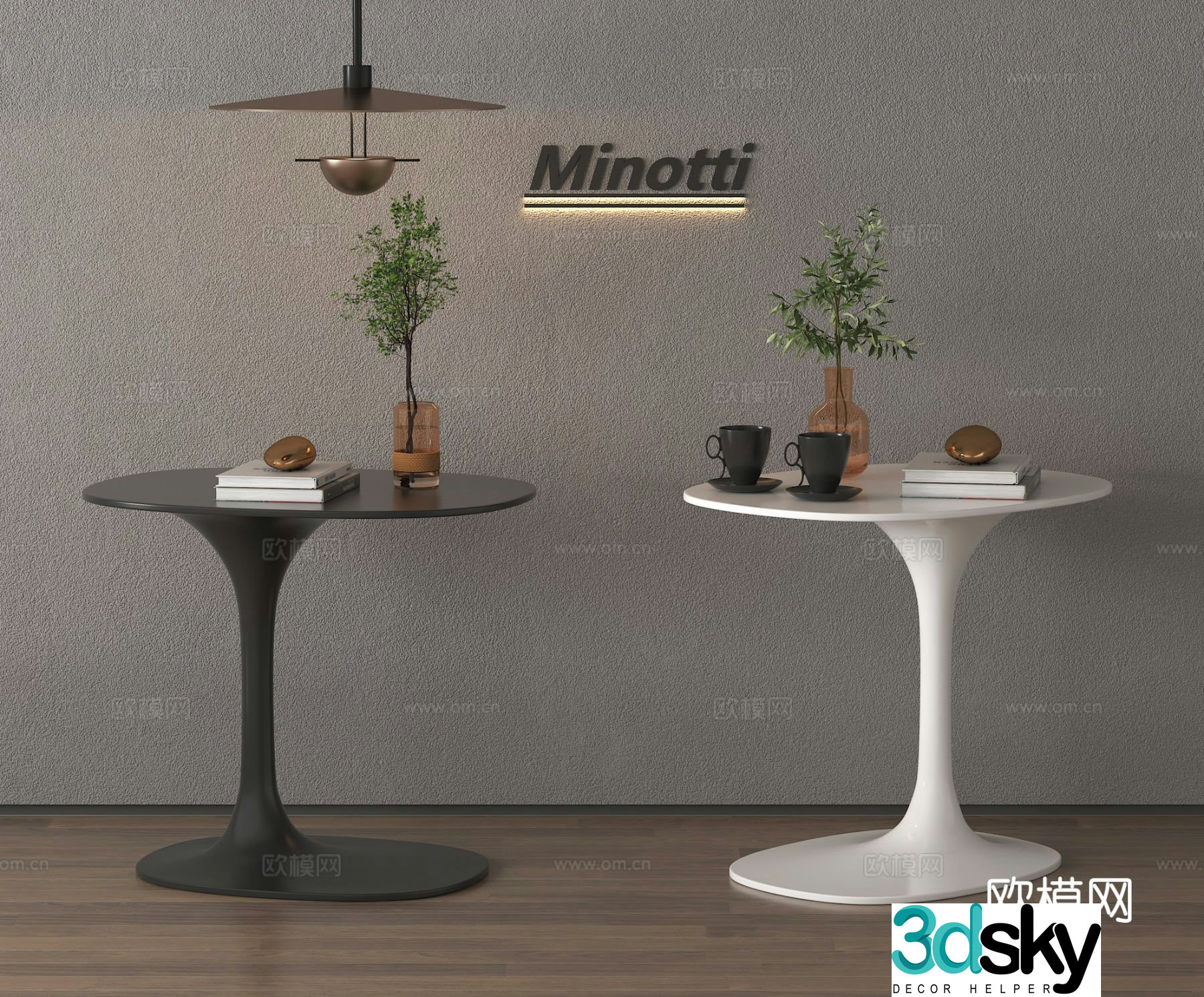 Corner table side table round table 3D model