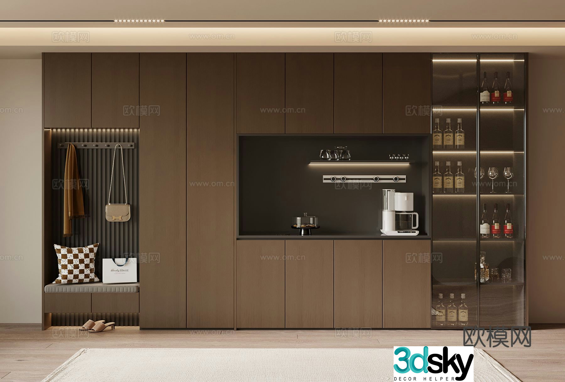 Italian wine cabinet shoe cabinet 3d model