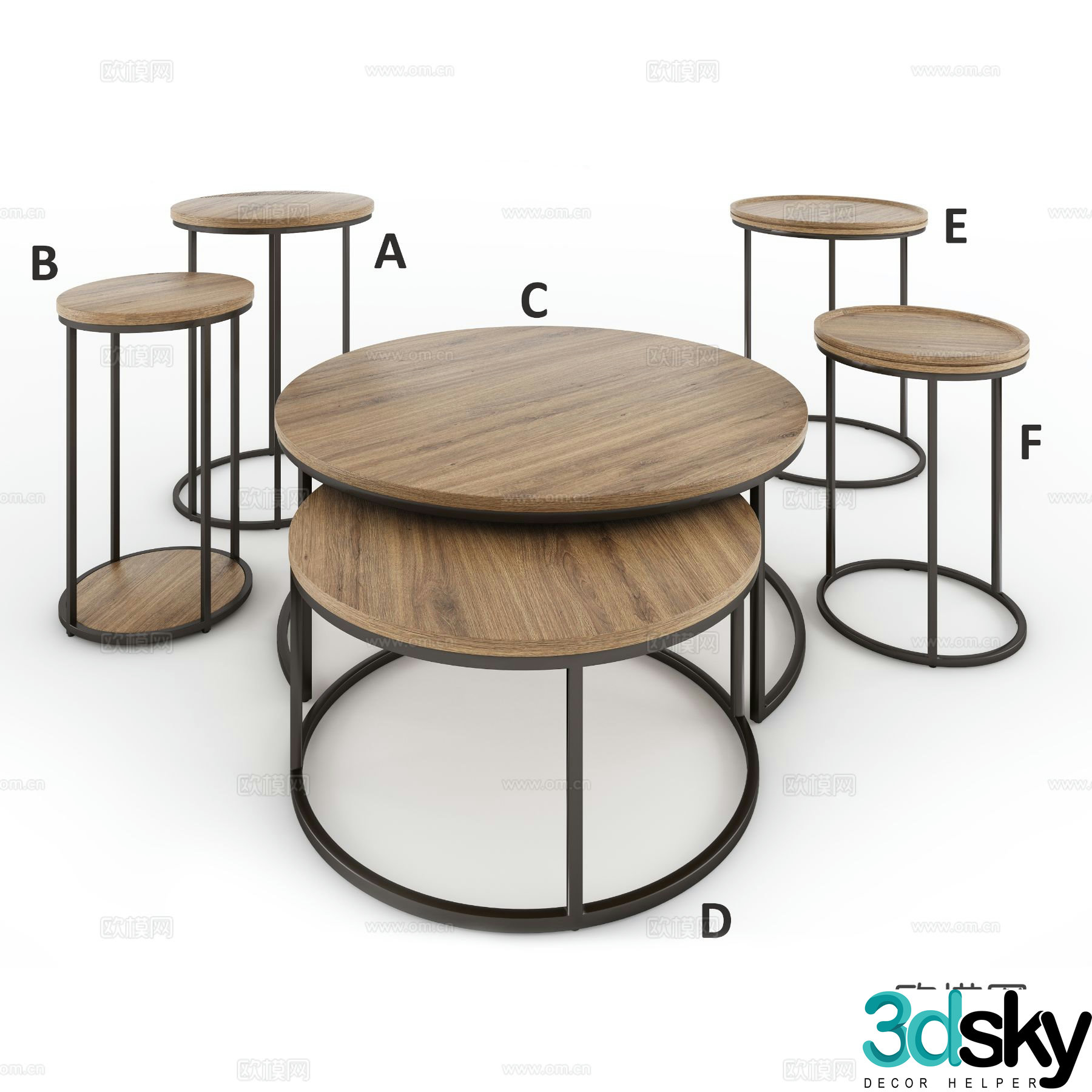 Wabi-sabi corner table round table side table table table 3D model