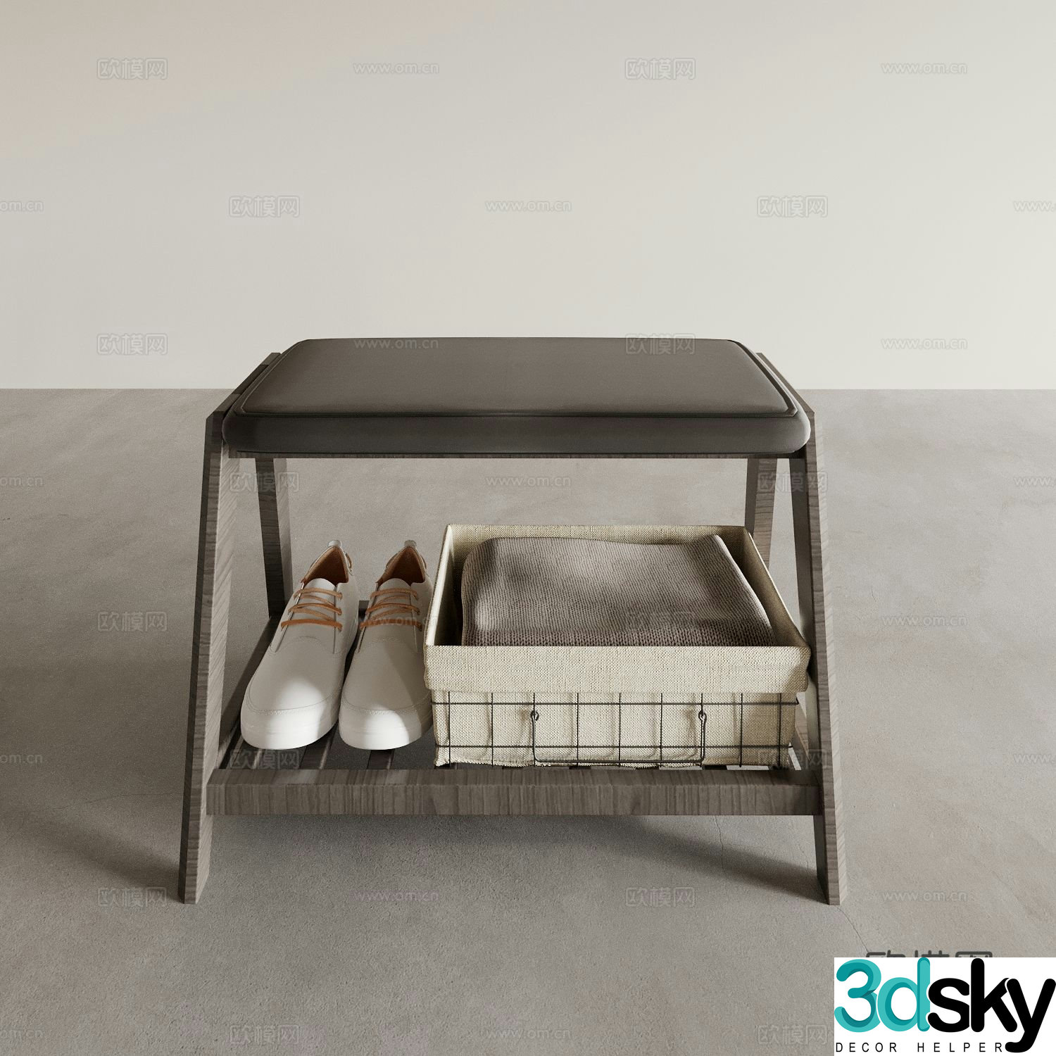 Dressing stool shoe changing stool sofa stool 3D model