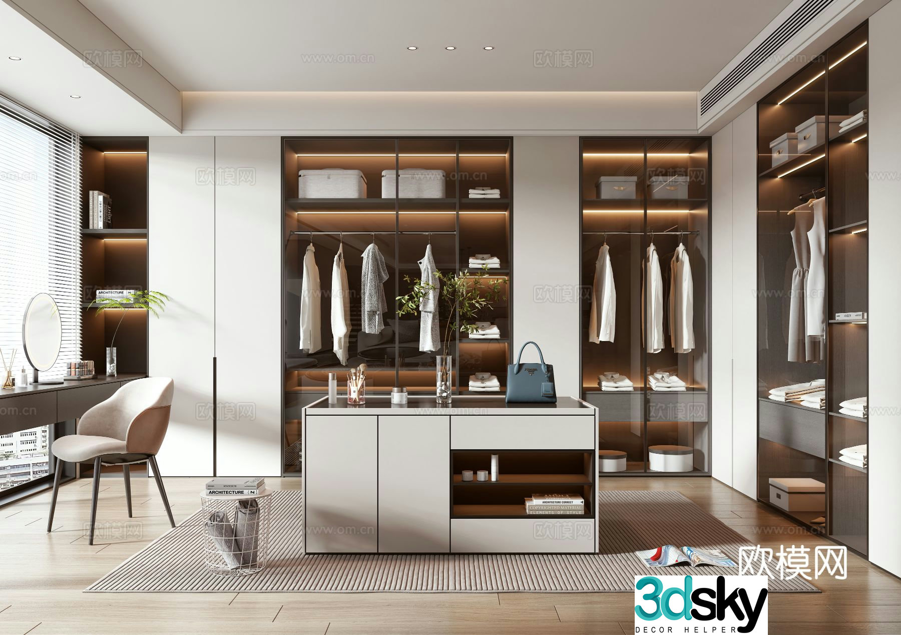 Modern island cabinet cloakroom 3d model