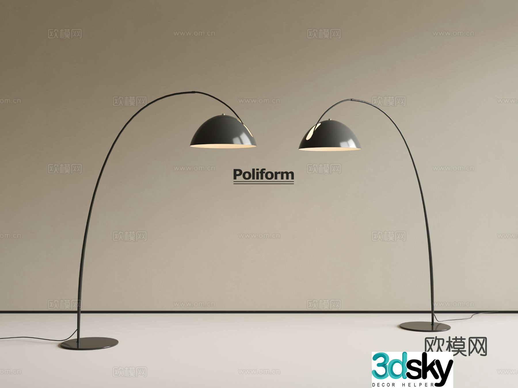 Minimalist floor lamp fishing lamp 3d model