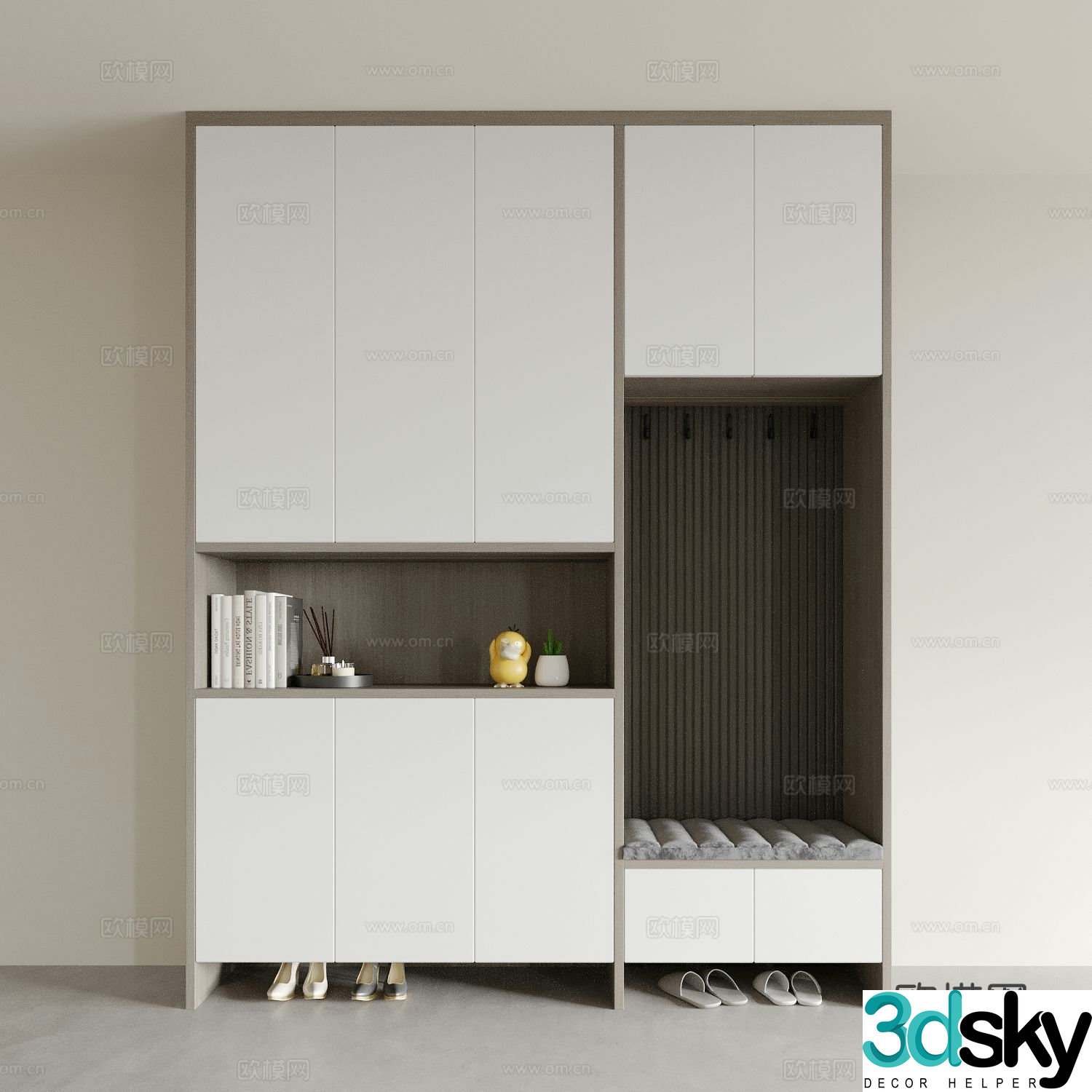 Modern shoe cabinet shoe changing stool 3d model