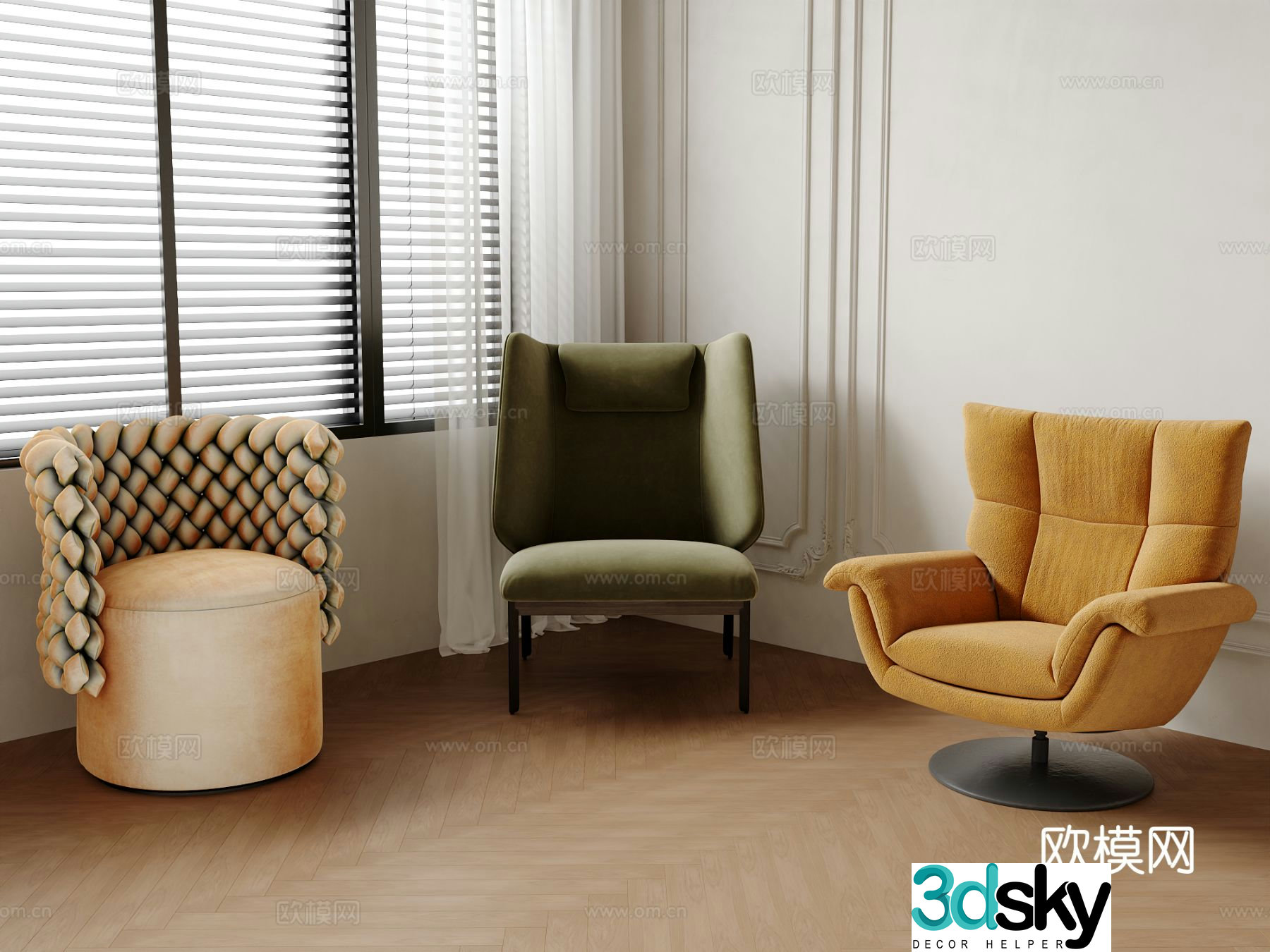 Single chair dining chair sofa chair 3d model
